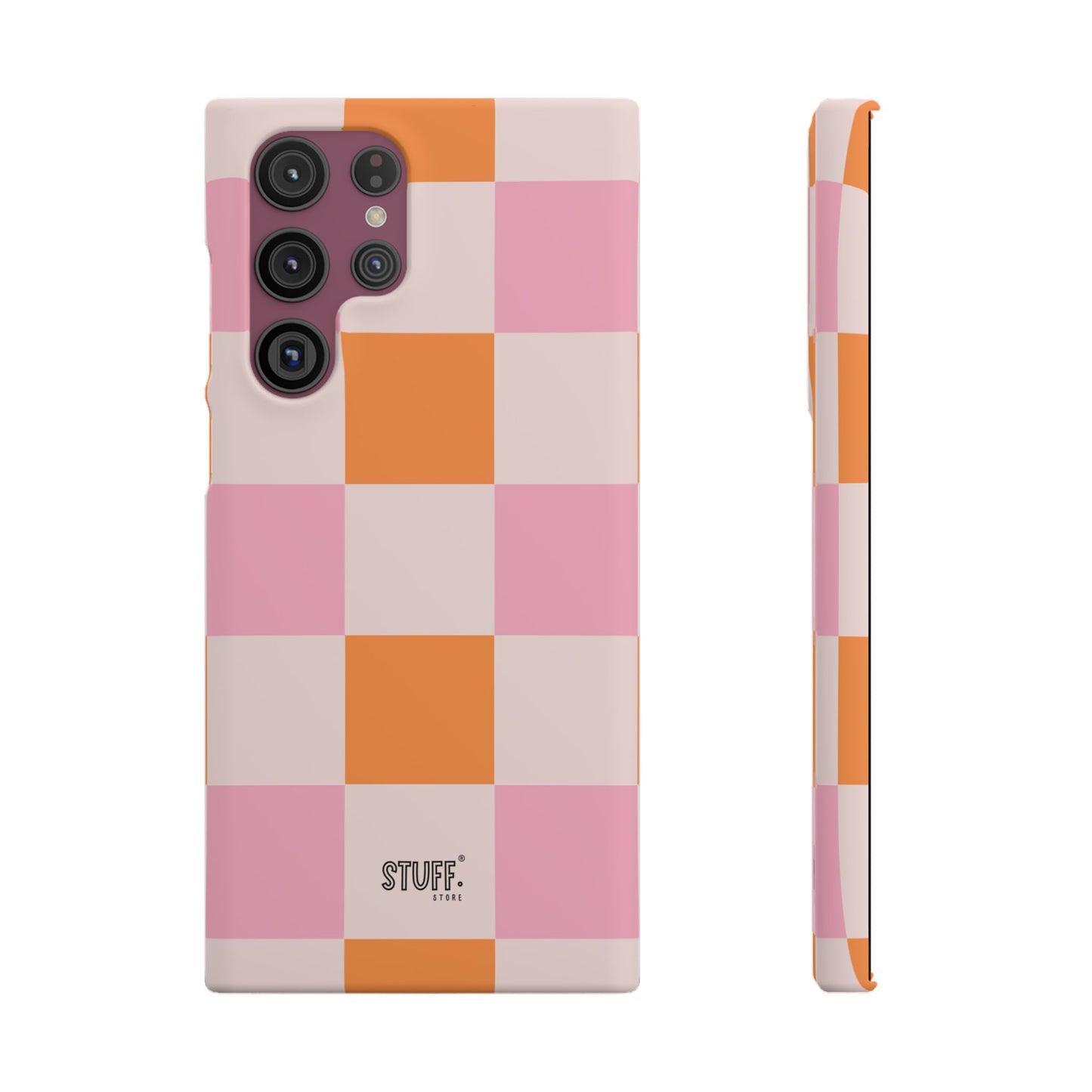 Peachy Case | Coque snap légère et résistante avec Design en Damier - Orange & Rose