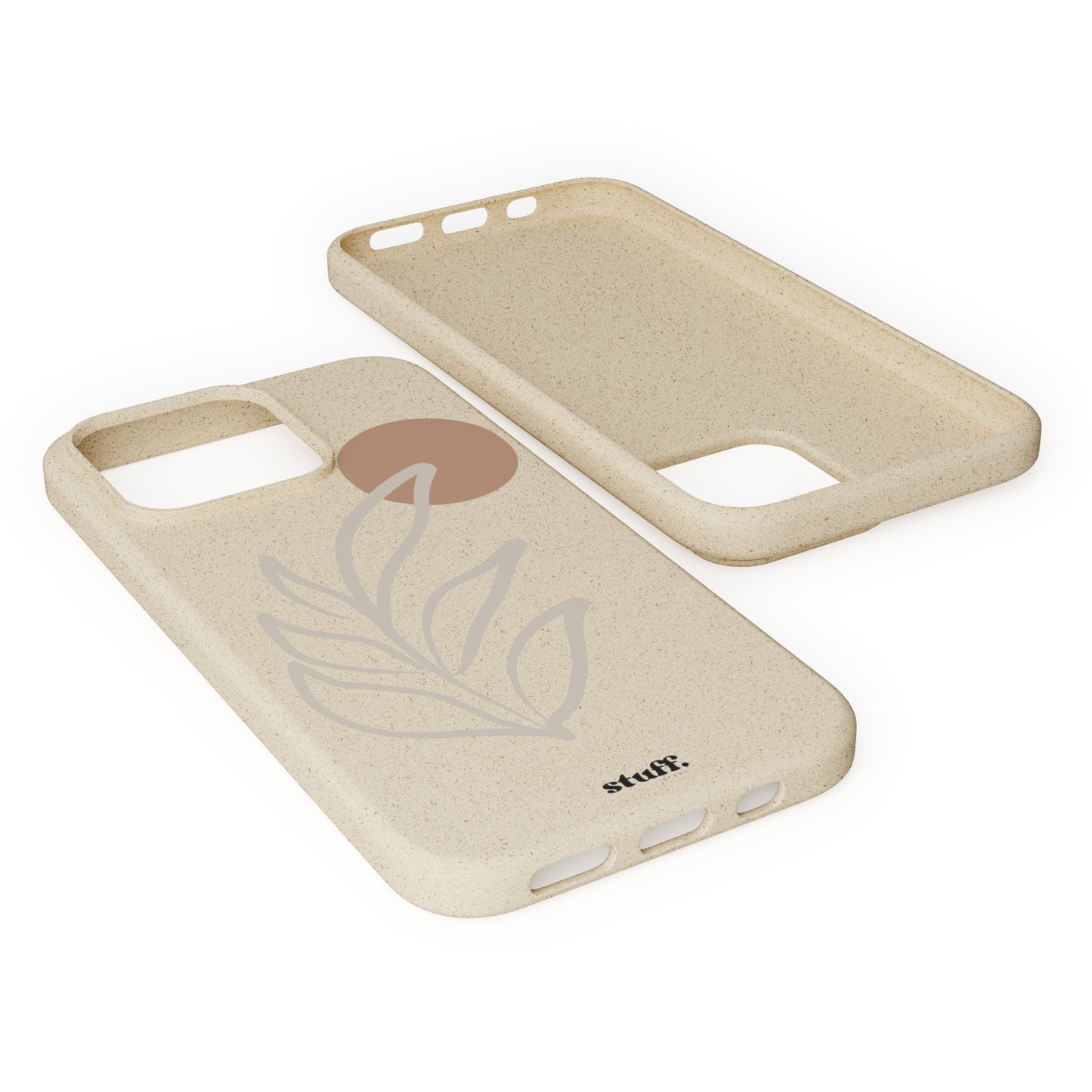 funda de teléfono biodegradable con rama boho