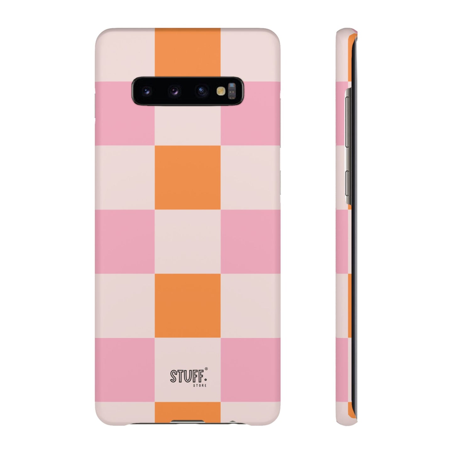 Peachy Case | Coque snap légère et résistante avec Design en Damier - Orange & Rose