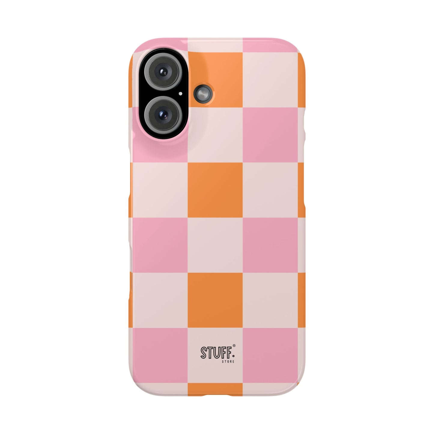 Peachy Case | Coque snap légère et résistante avec Design en Damier - Orange & Rose