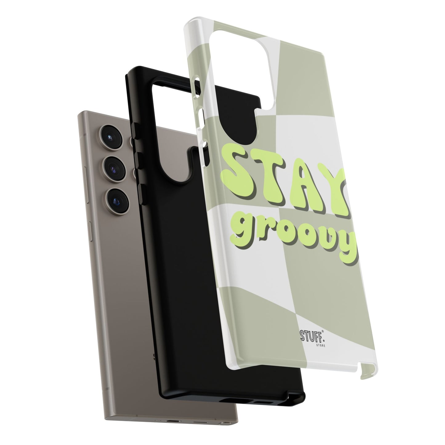 Groovy Case | Coque résistante double protection avec Design Rétro en Damier - Vert