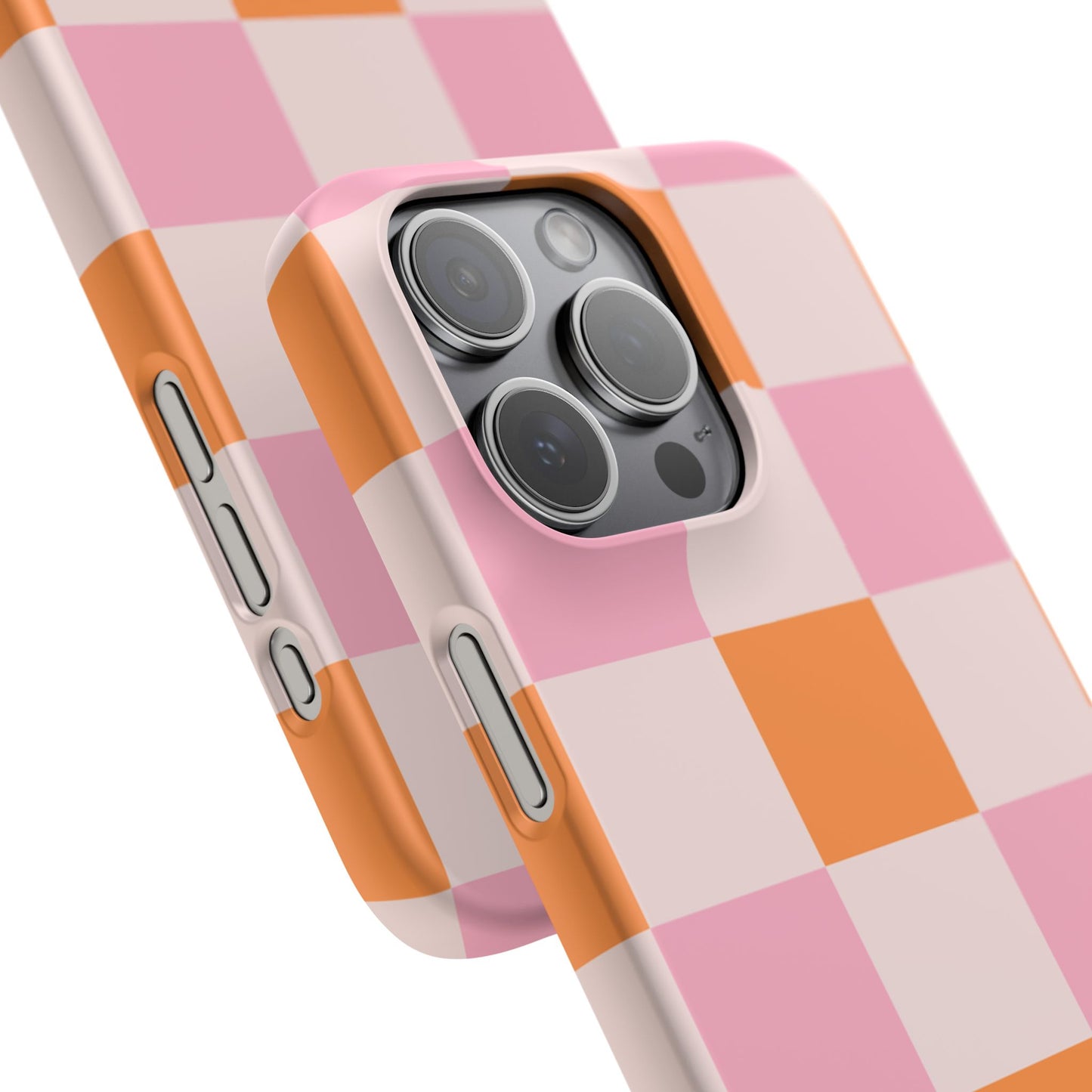 Peachy Case | Coque snap légère et résistante avec Design en Damier - Orange & Rose