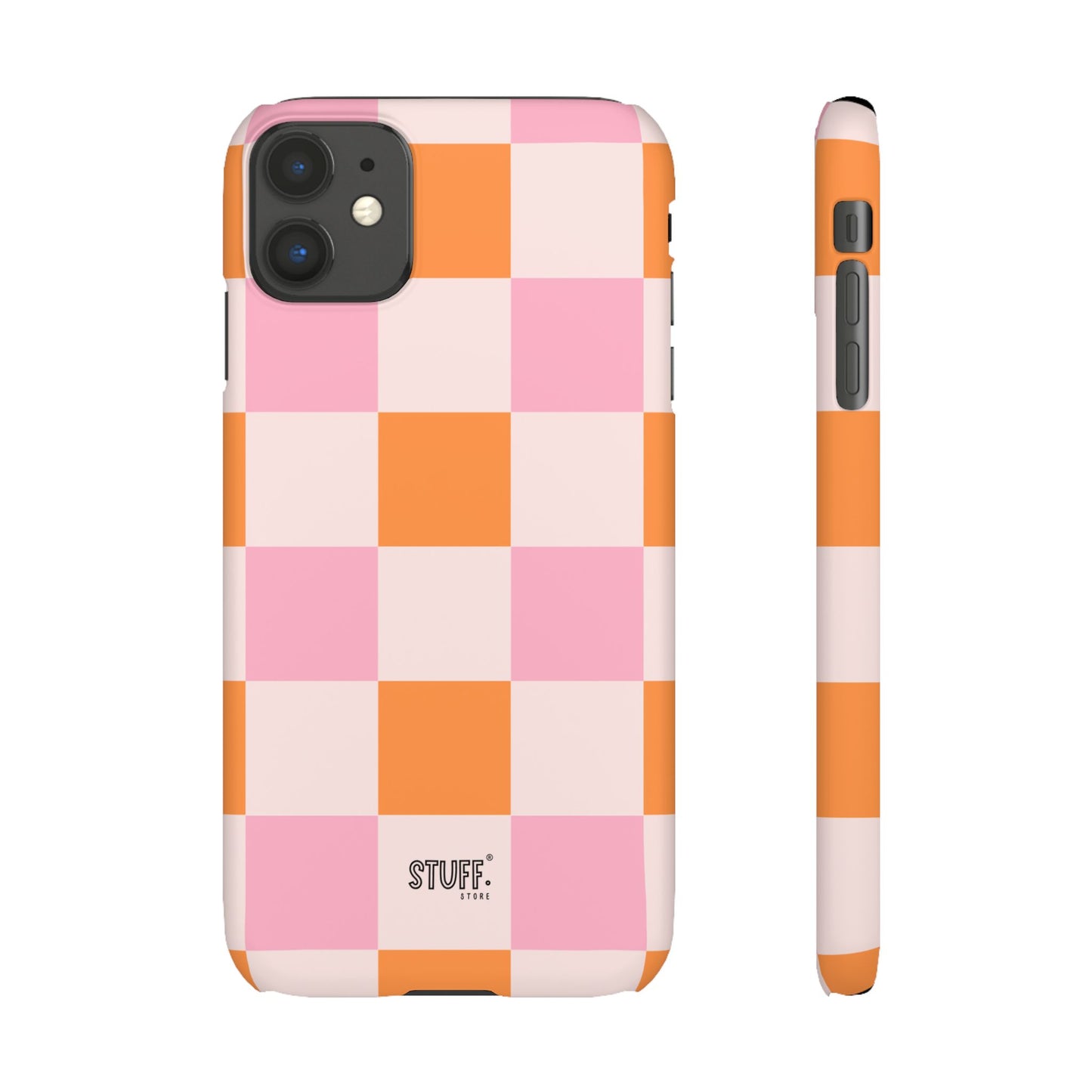 Peachy Case | Coque snap légère et résistante avec Design en Damier - Orange & Rose