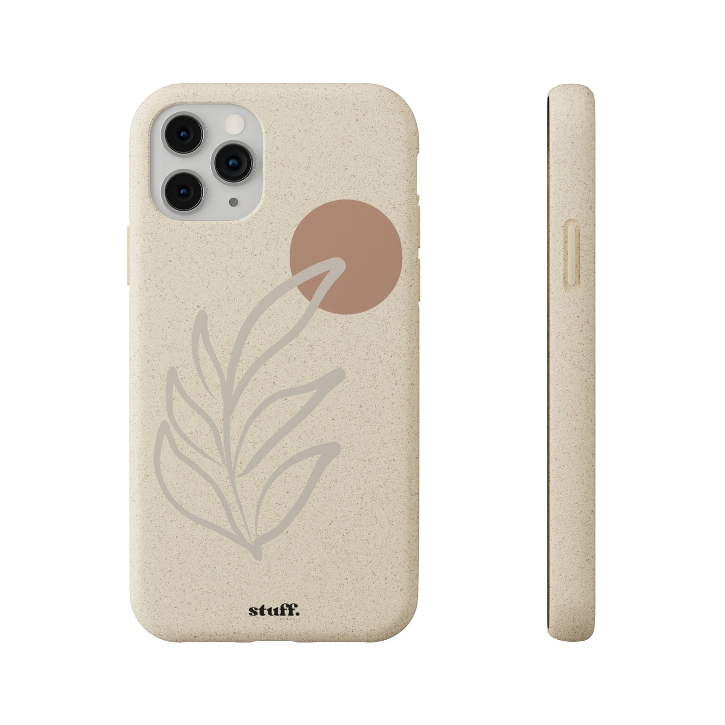 funda de teléfono biodegradable con rama boho