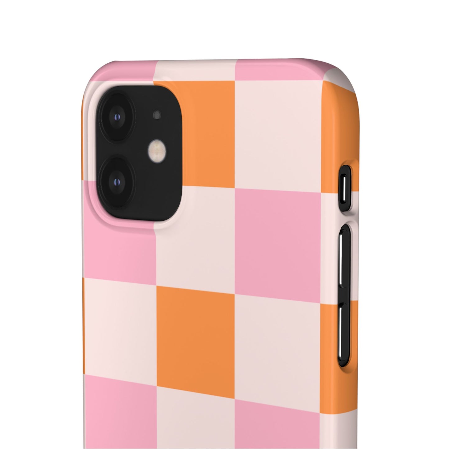 Peachy Case | Coque snap légère et résistante avec Design en Damier - Orange & Rose