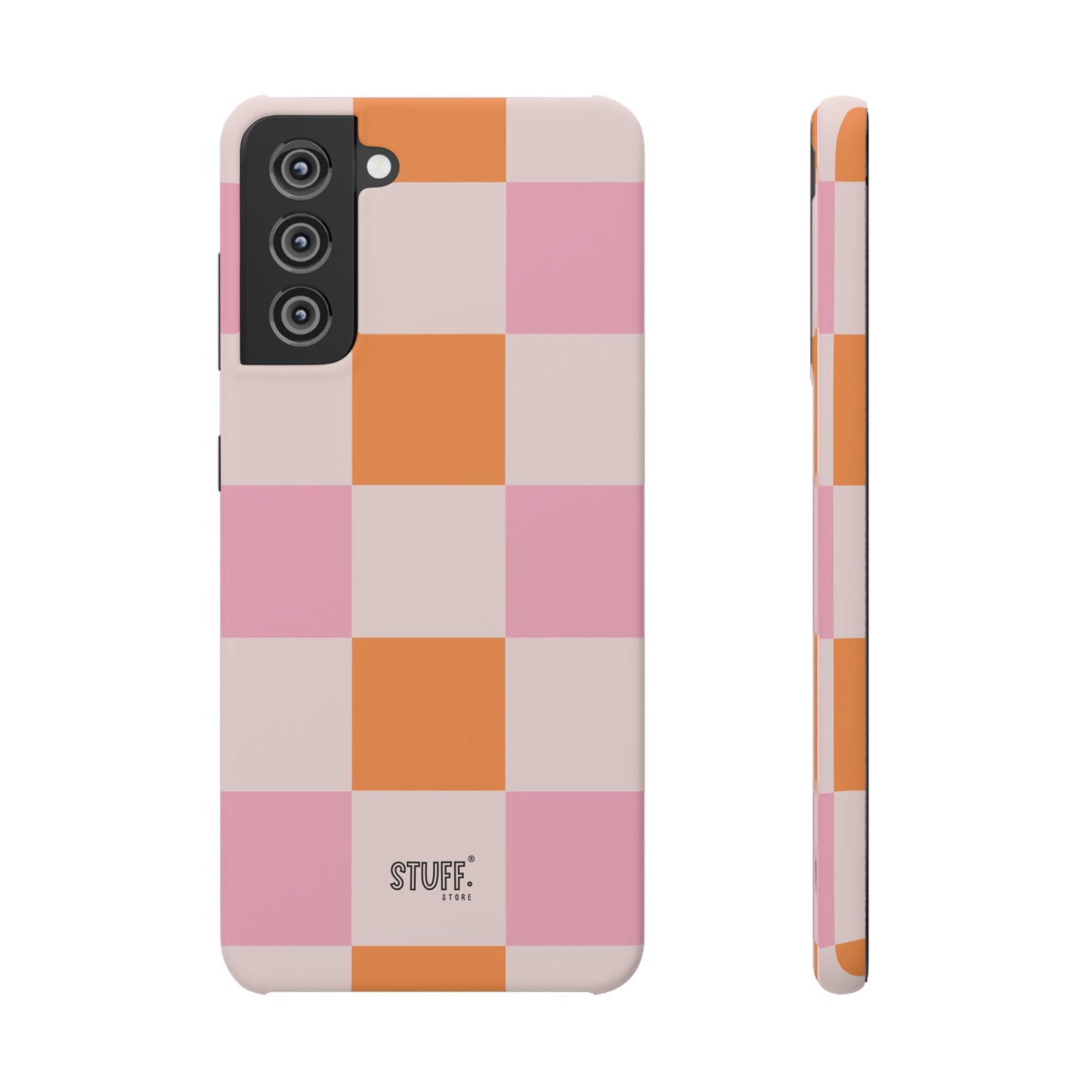 Peachy Case | Coque snap légère et résistante avec Design en Damier - Orange & Rose