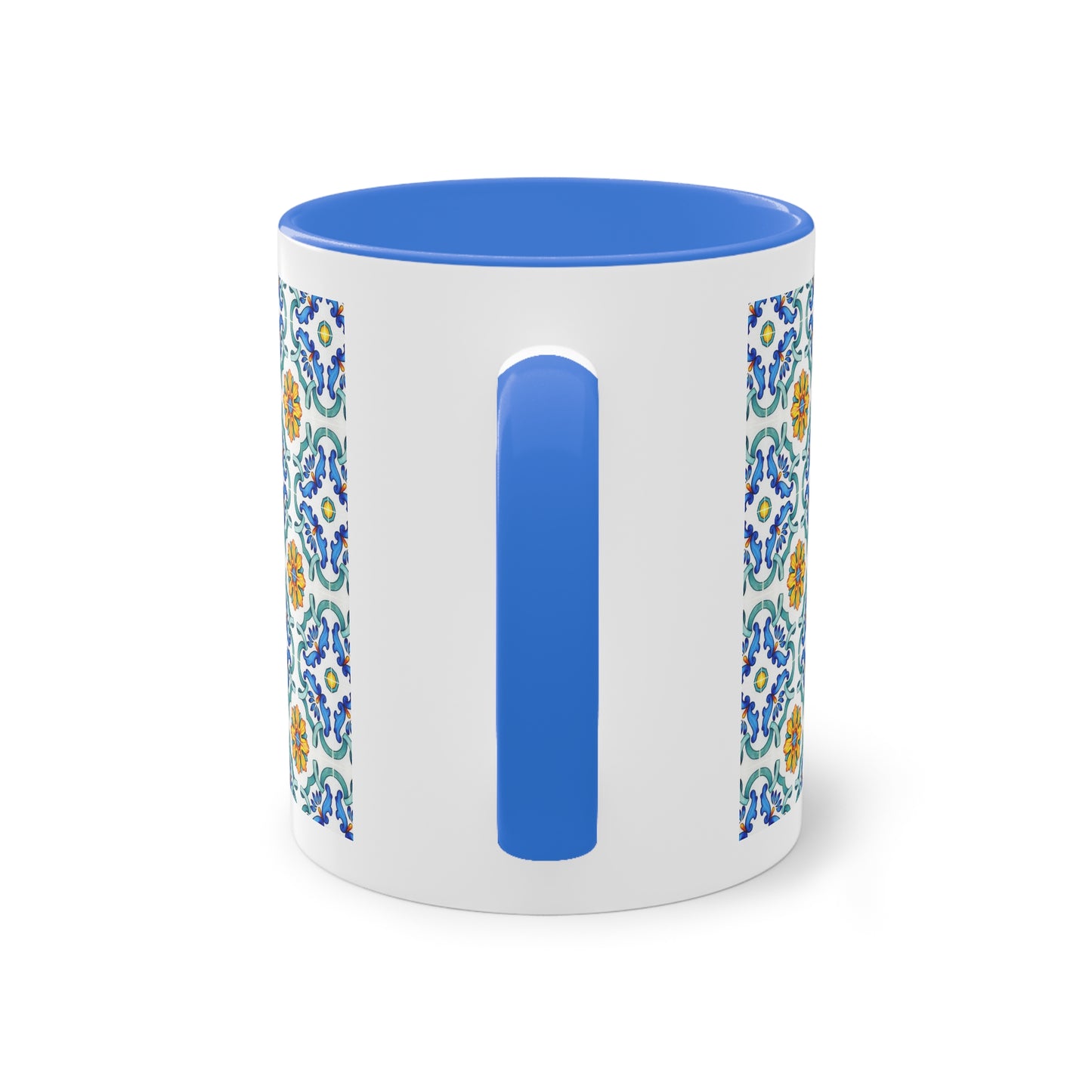 Azulejos Cup | Mug bicolore en céramique avec motif mosaïque méditerranéen – 330ml