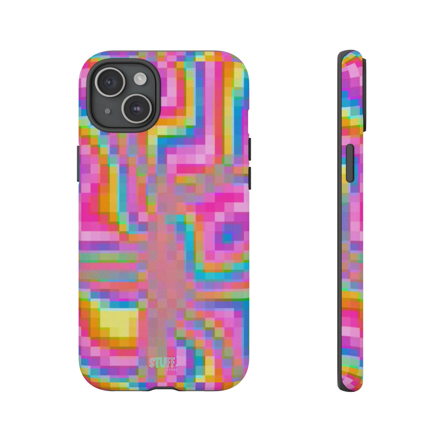 Pixel Case | Coque résistante double protection anti-choc - Motif pixels colorés