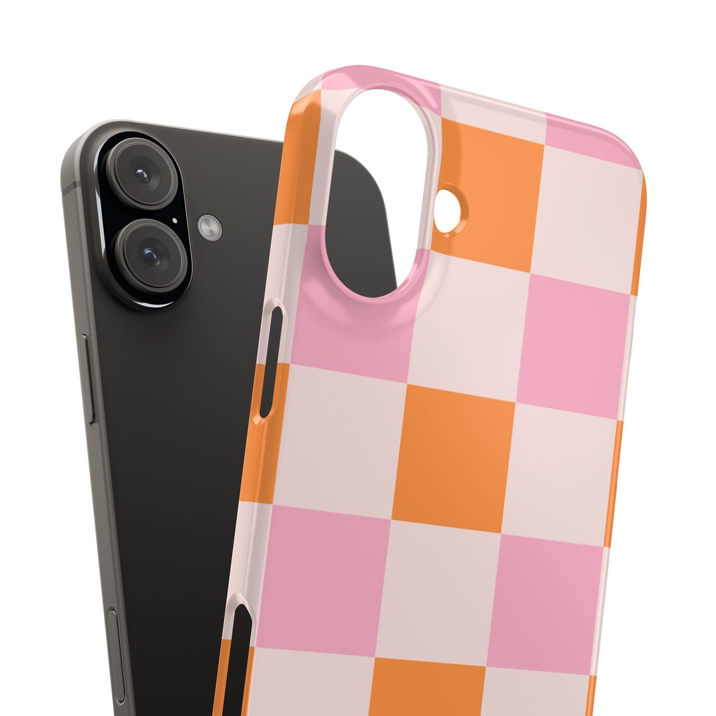 Peachy Case | Coque snap légère et résistante avec Design en Damier - Orange & Rose