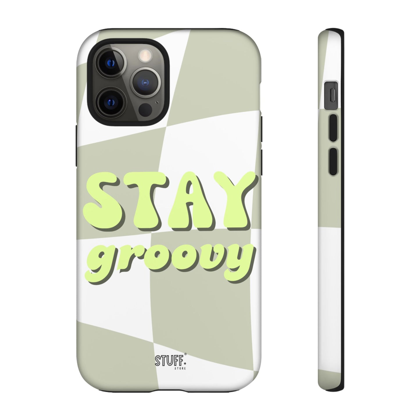 Groovy Case | Coque résistante double protection avec Design Rétro en Damier - Vert