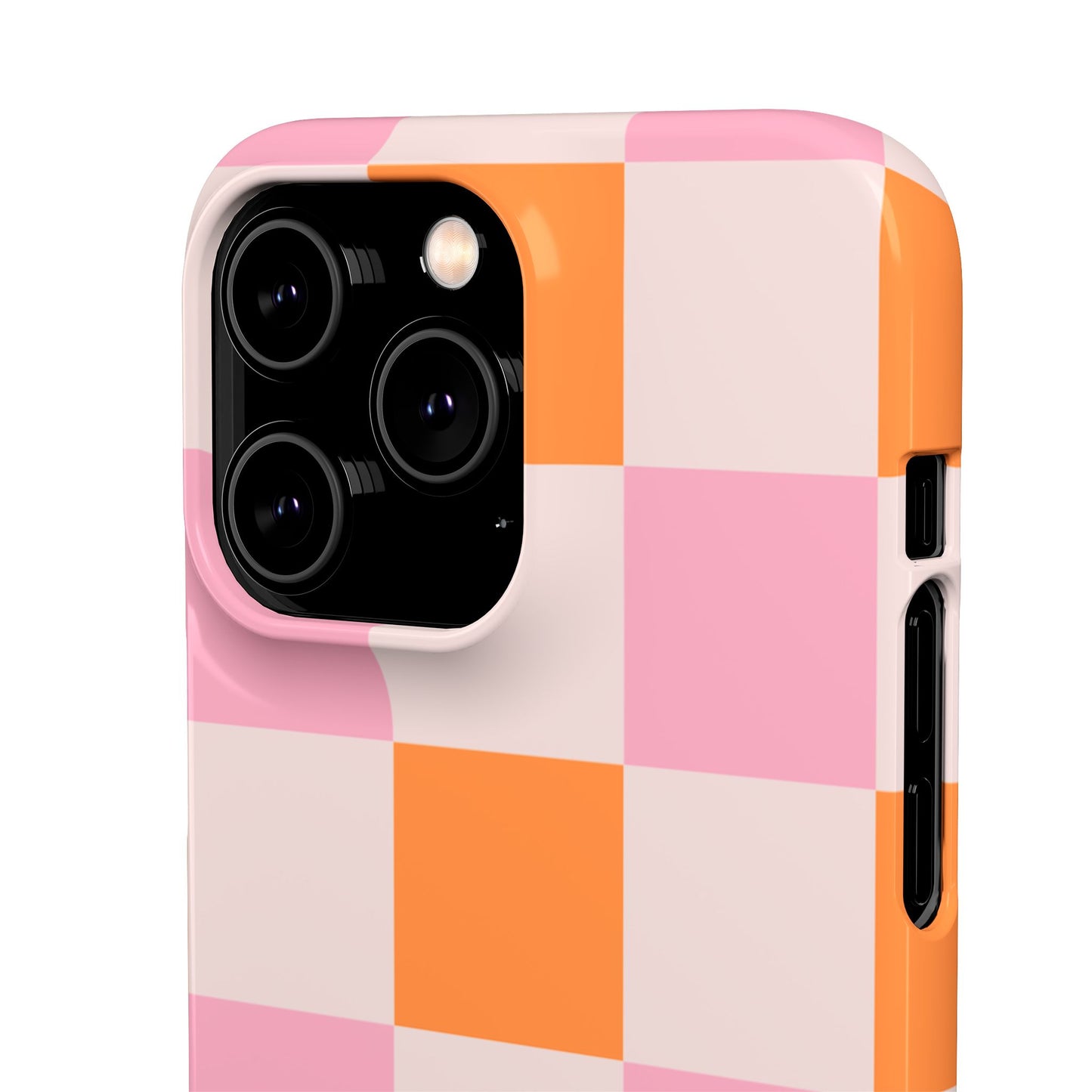 Peachy Case | Coque snap légère et résistante avec Design en Damier - Orange & Rose