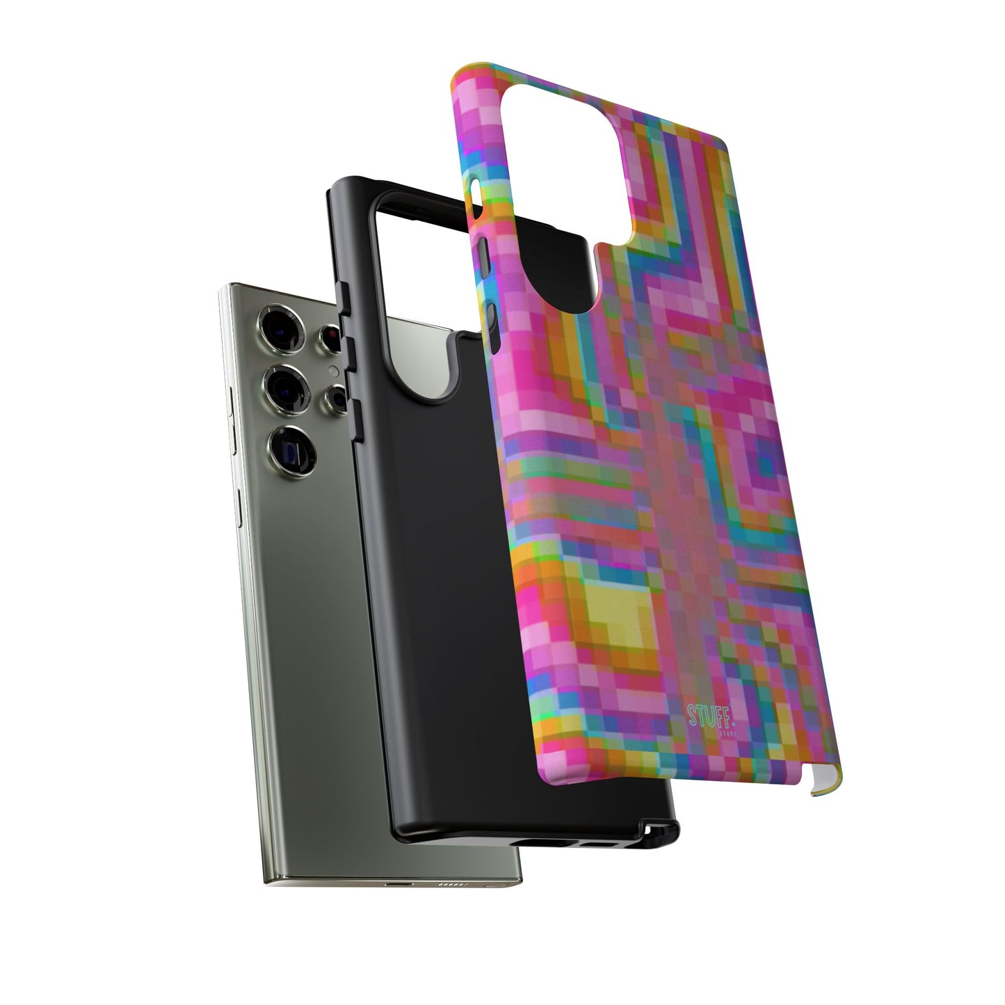 Pixel Case | Coque résistante double protection anti-choc - Motif pixels colorés
