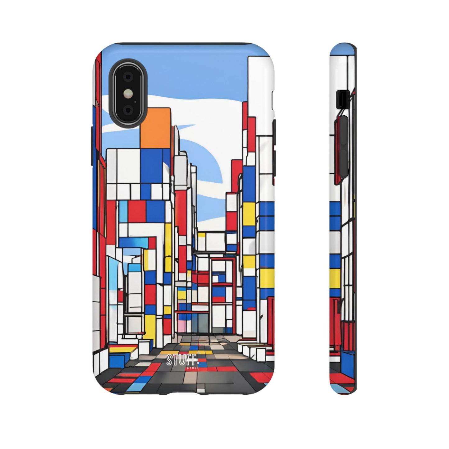 Square City | Coque résistante double protection - inspiration Mondrian