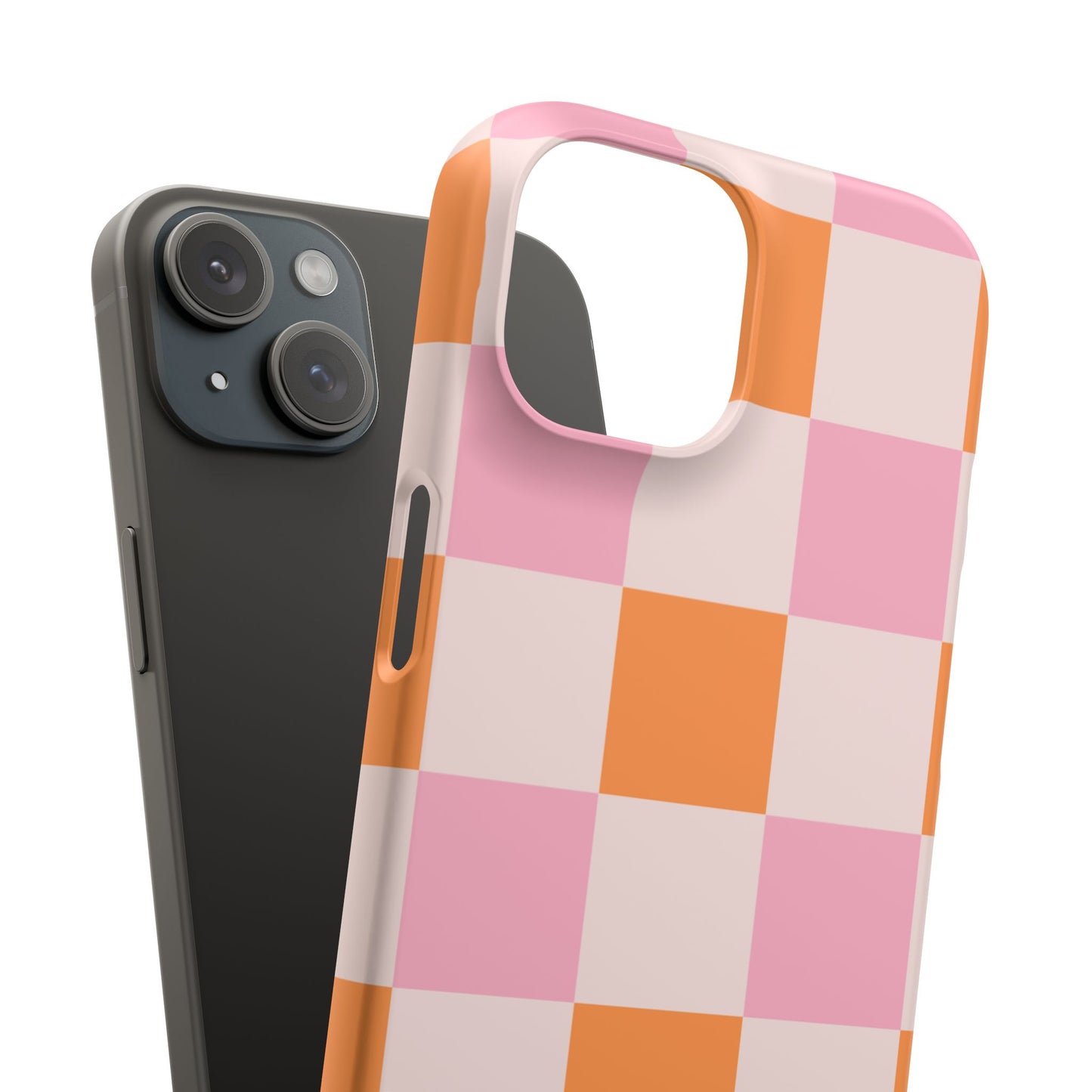 Peachy Case | Coque snap légère et résistante avec Design en Damier - Orange & Rose