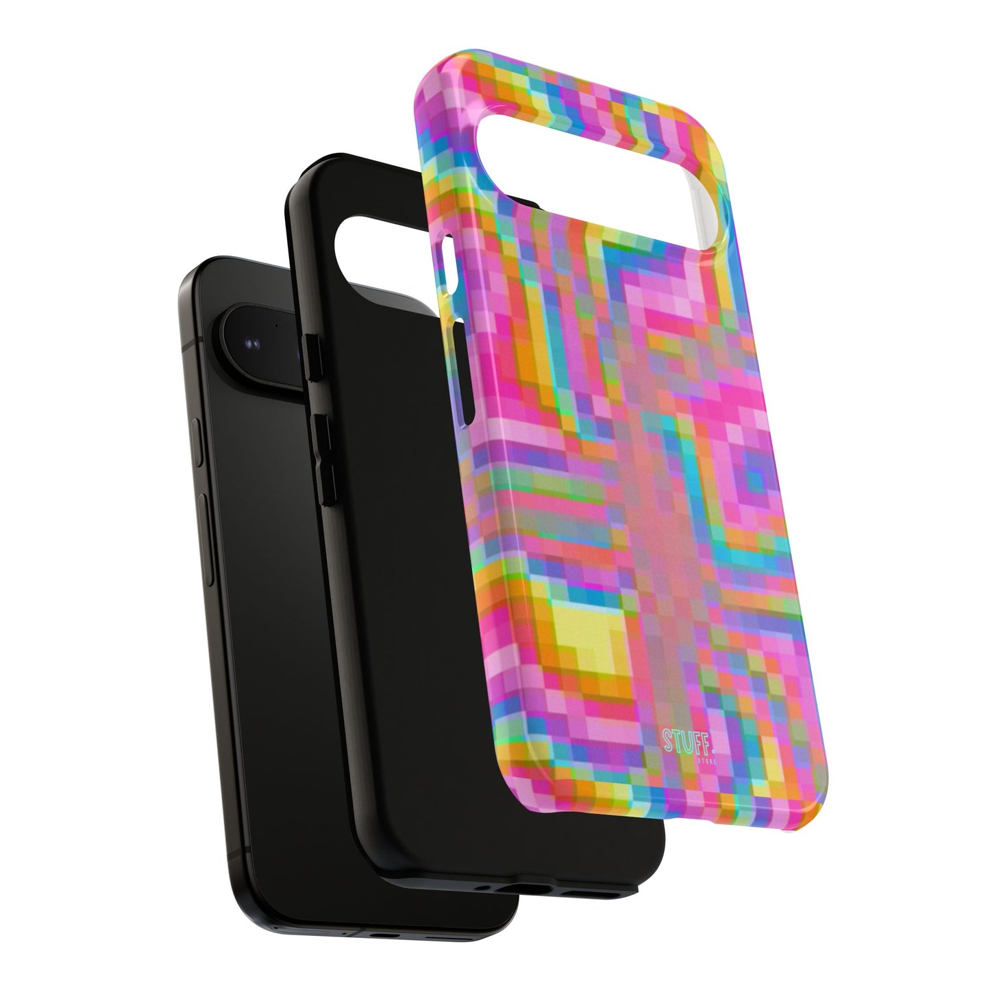 Pixel Case | Coque résistante double protection anti-choc - Motif pixels colorés