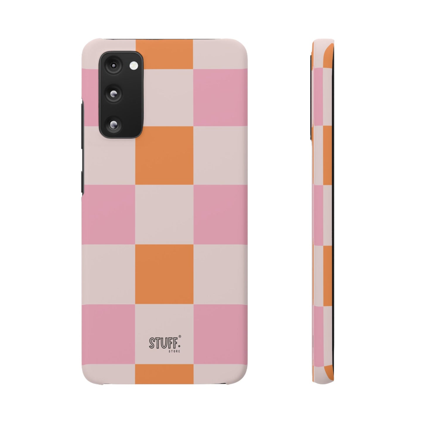 Peachy Case | Coque snap légère et résistante avec Design en Damier - Orange & Rose