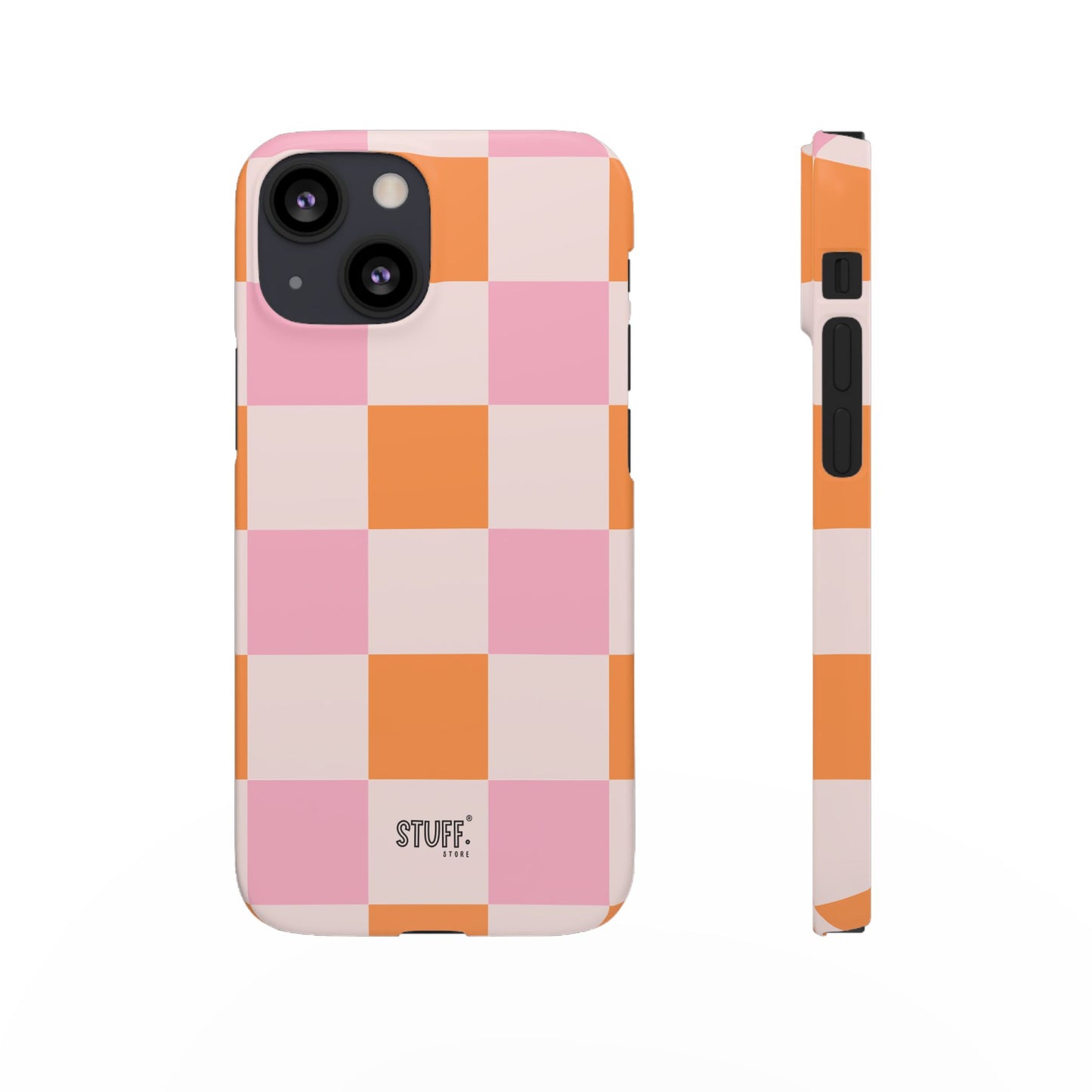 Peachy Case | Coque snap légère et résistante avec Design en Damier - Orange & Rose