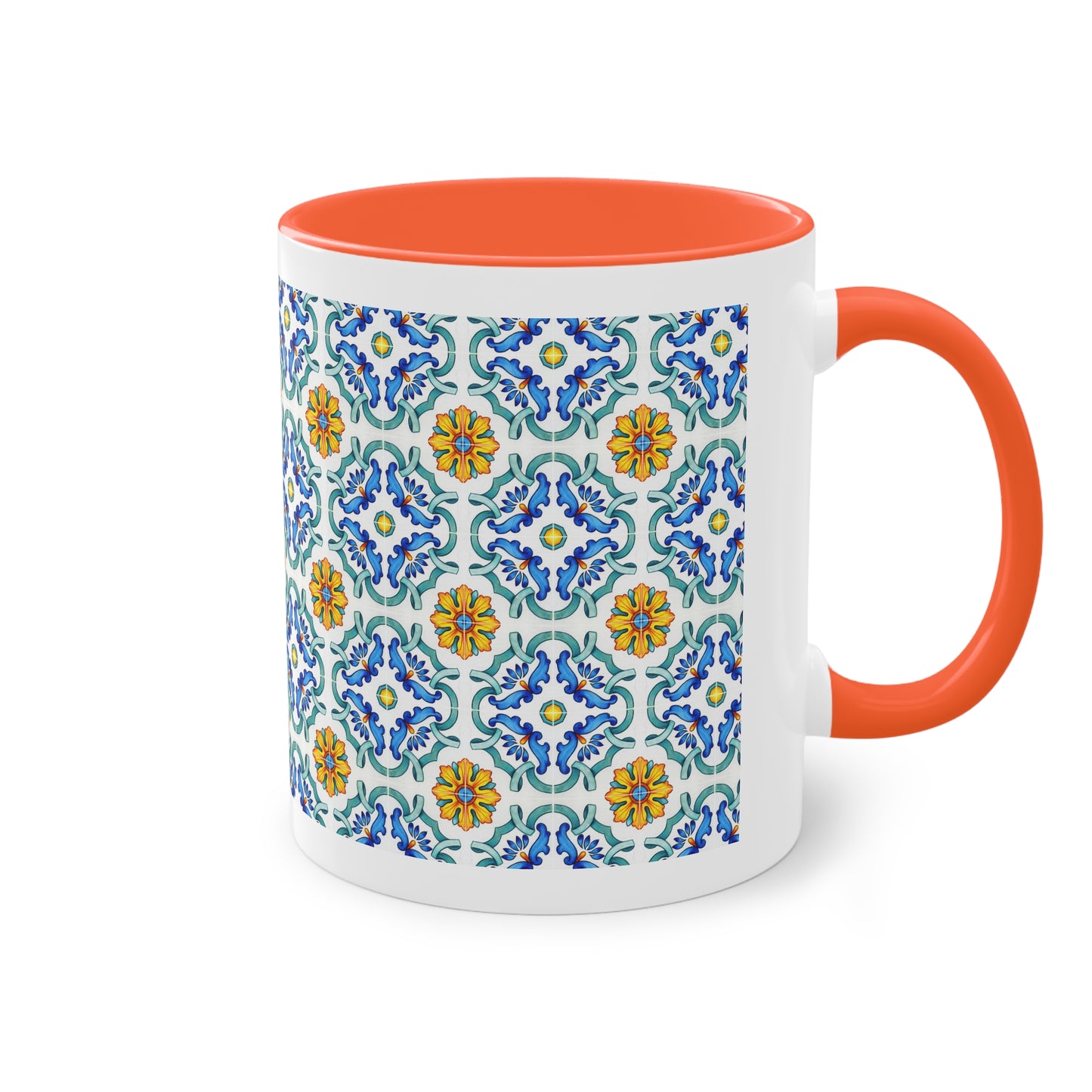Azulejos Cup | Mug bicolore en céramique avec motif mosaïque méditerranéen – 330ml
