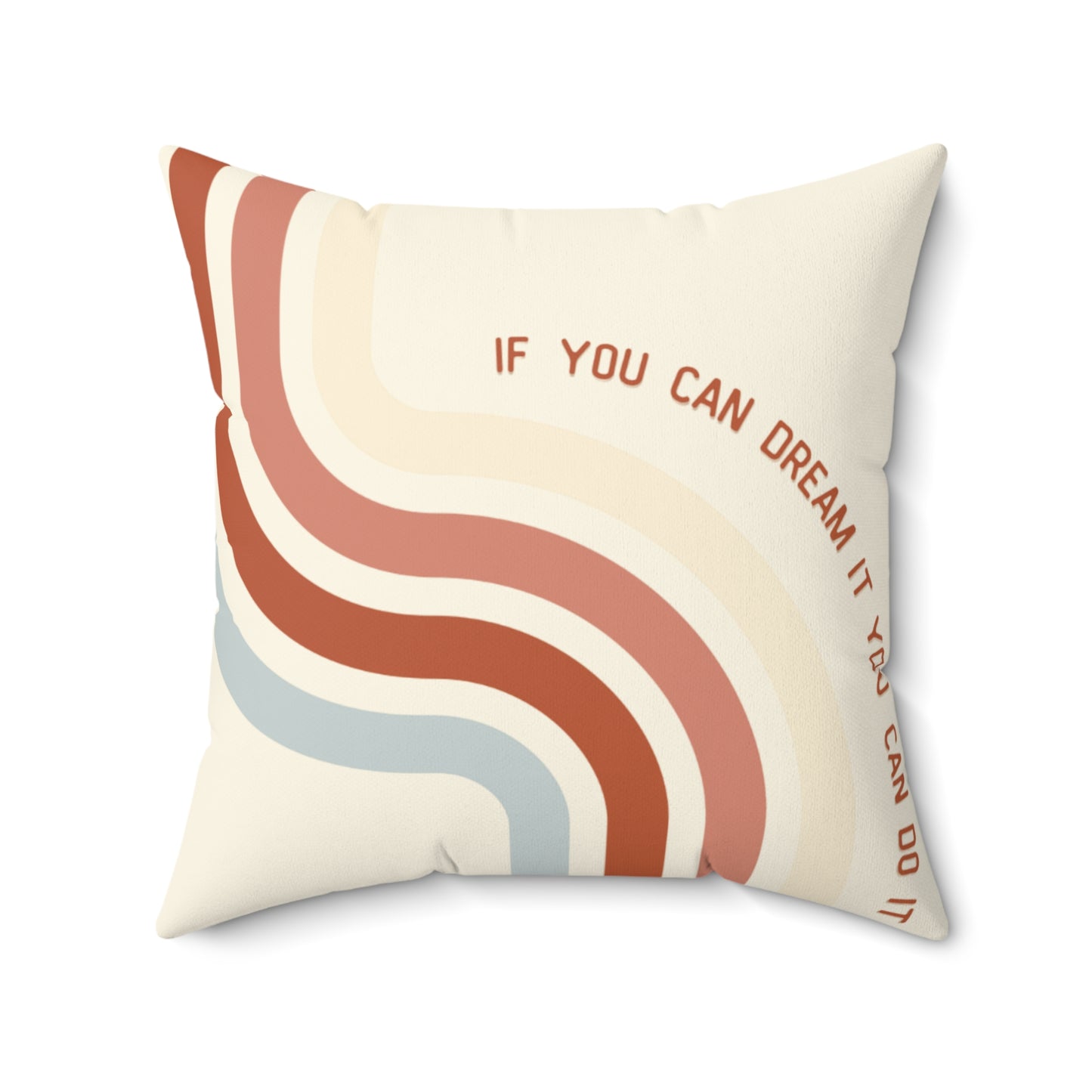 Coussin carré décoratif "Dream it" | Design rétro et phrase inspirante