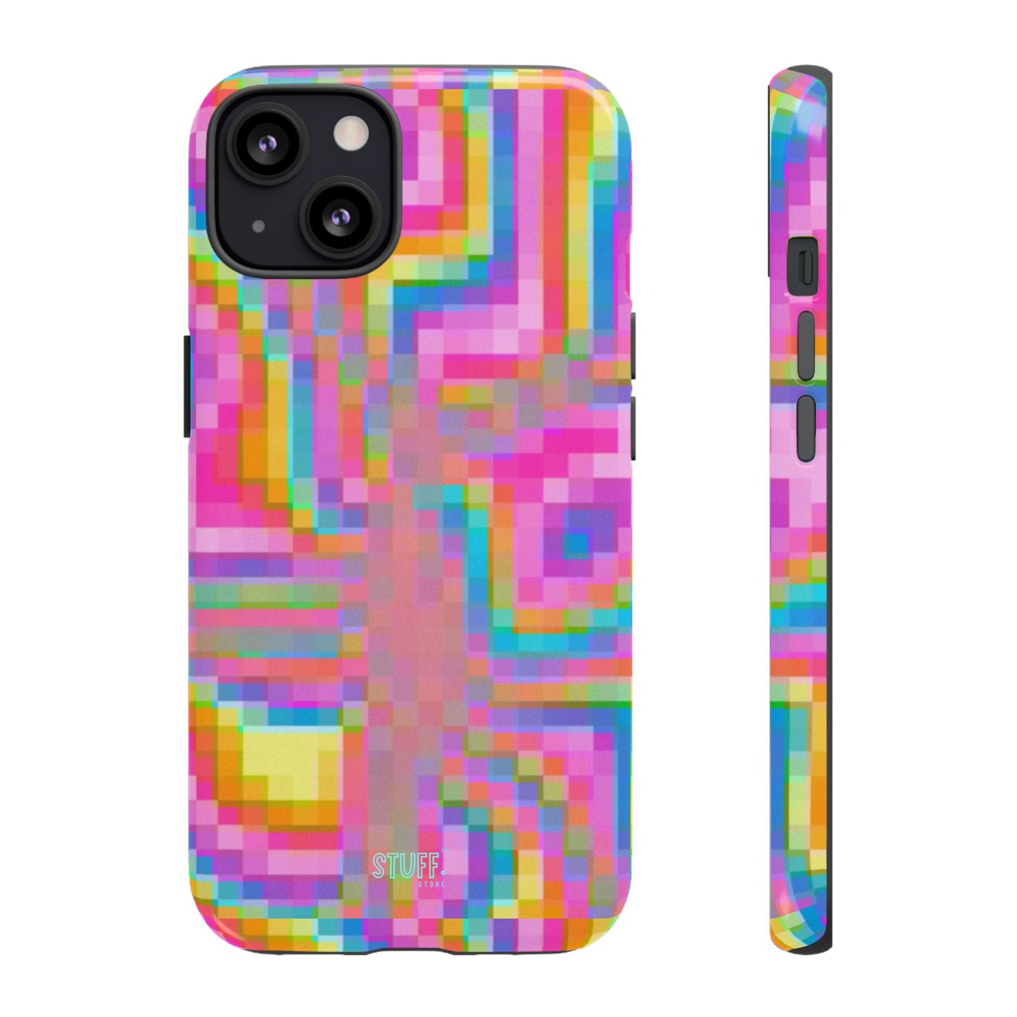 Pixel Case | Coque résistante double protection anti-choc - Motif pixels colorés