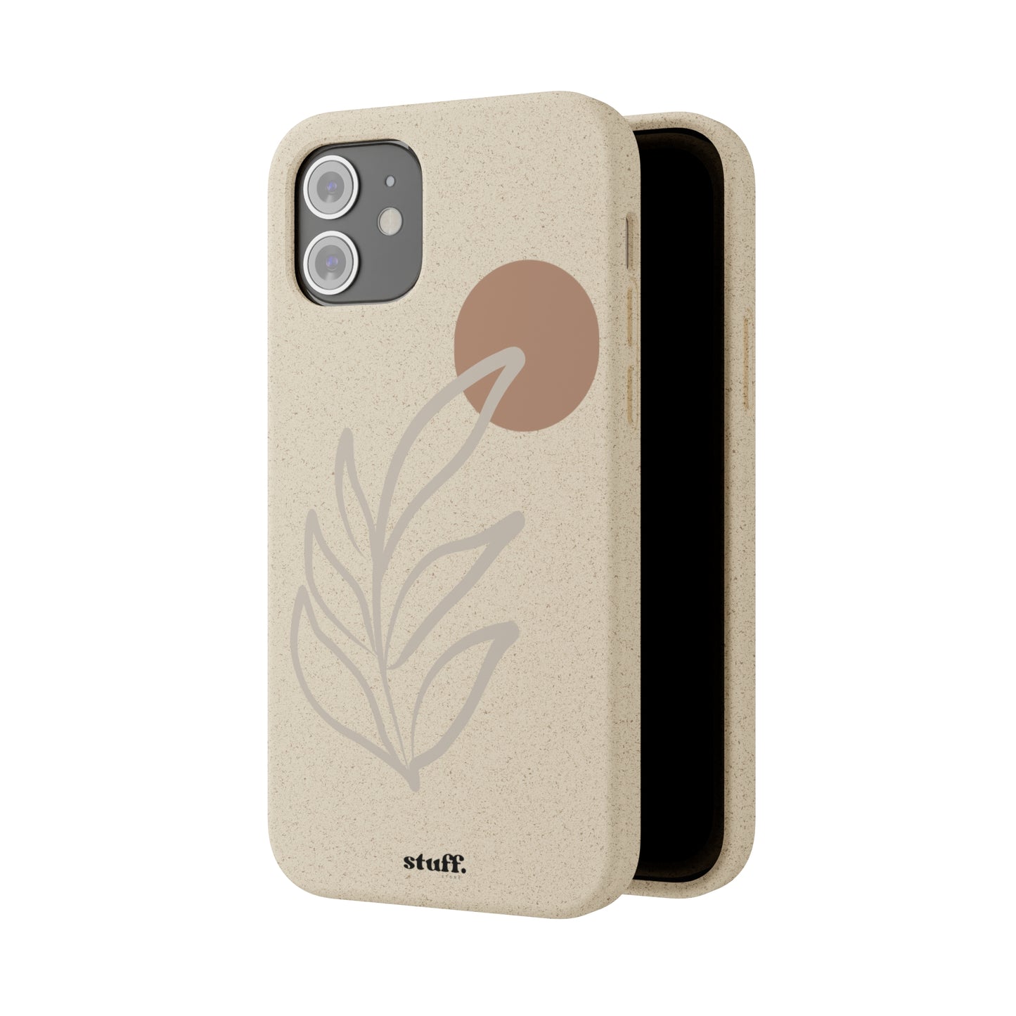 funda de teléfono biodegradable con rama boho
