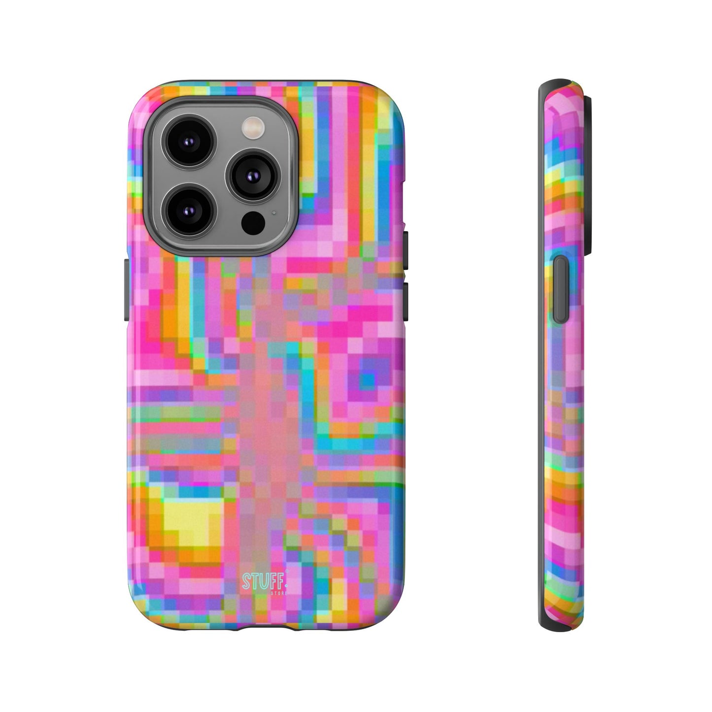 Pixel Case | Coque résistante double protection anti-choc - Motif pixels colorés