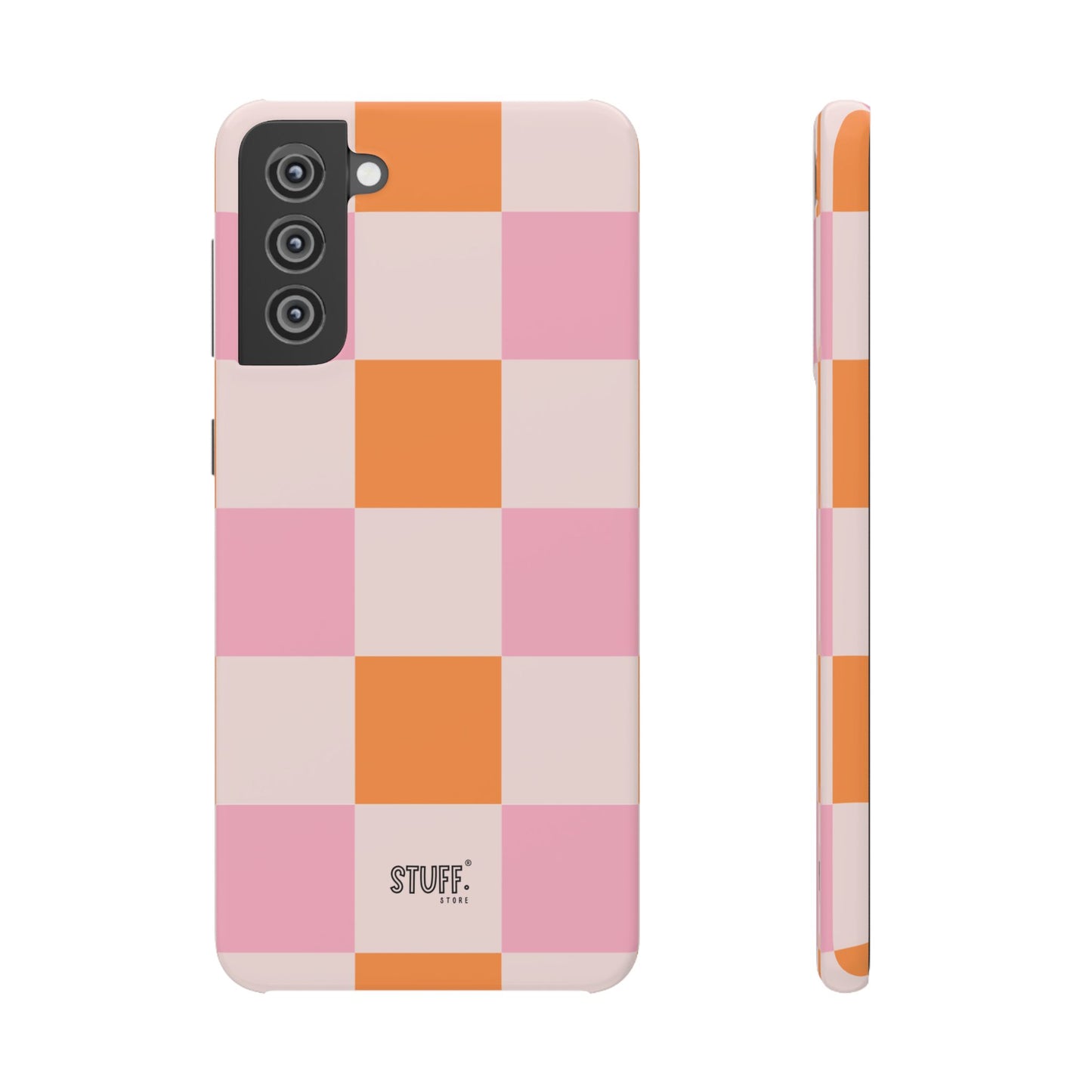 Peachy Case | Coque snap légère et résistante avec Design en Damier - Orange & Rose