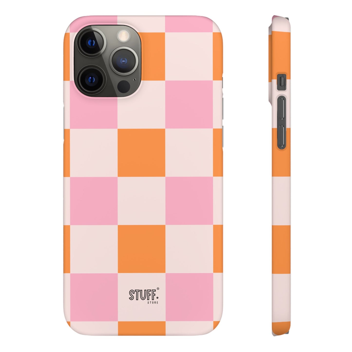 Peachy Case | Coque snap légère et résistante avec Design en Damier - Orange & Rose
