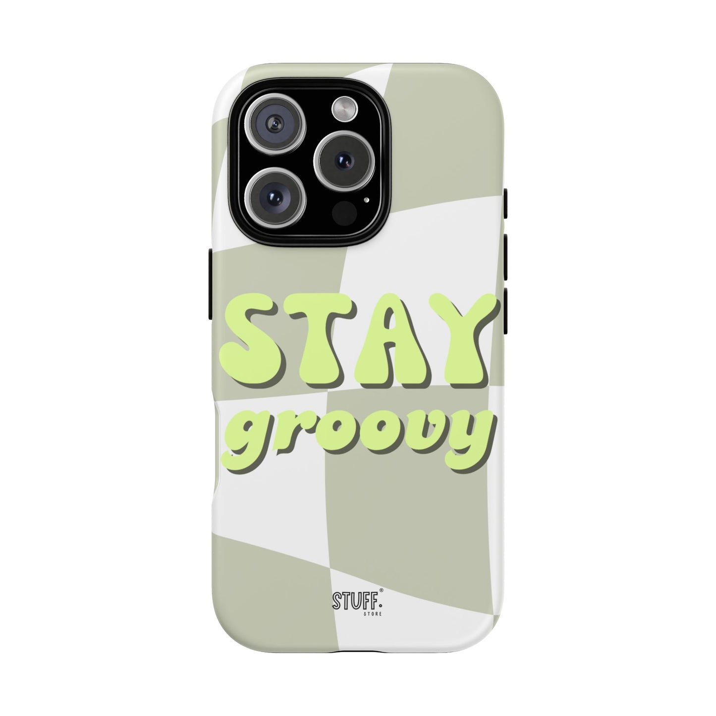 Groovy Case | Coque résistante double protection avec Design Rétro en Damier - Vert