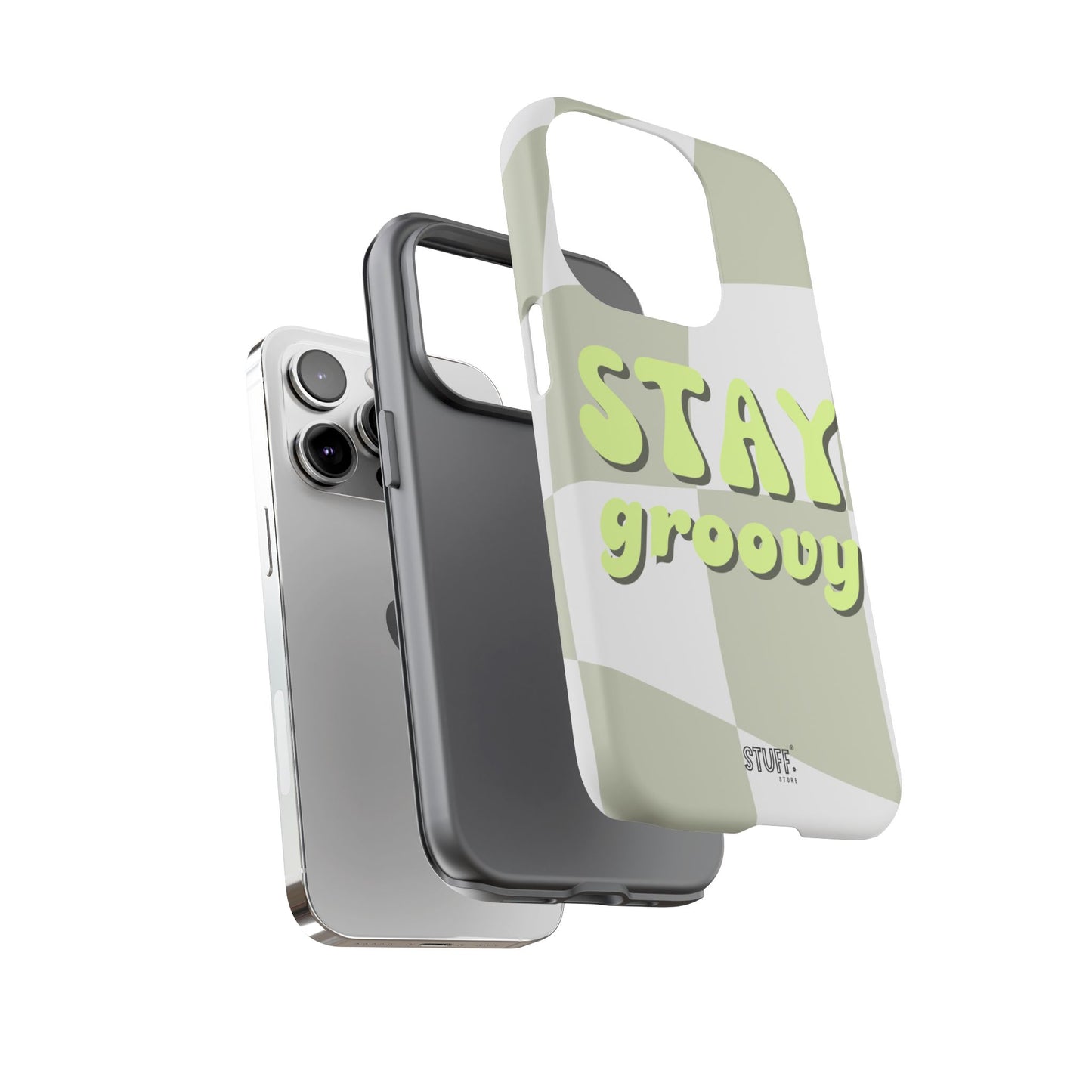 Groovy Case | Coque résistante double protection avec Design Rétro en Damier - Vert