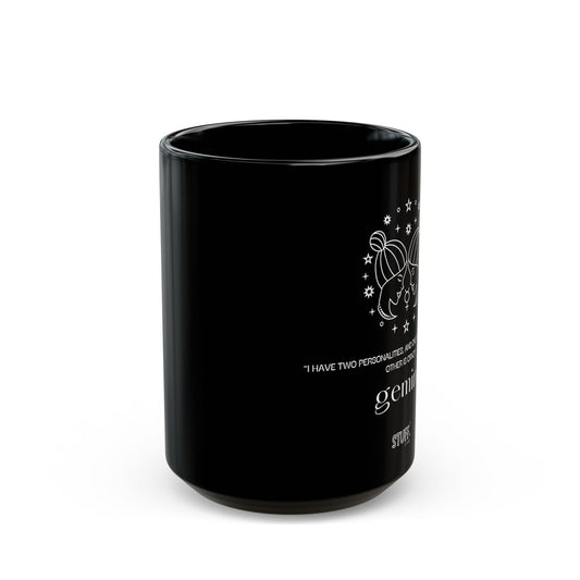 Gémeaux | Mug noir en céramique avec signe astrologique et phrase drôle – 330ml / 440ml