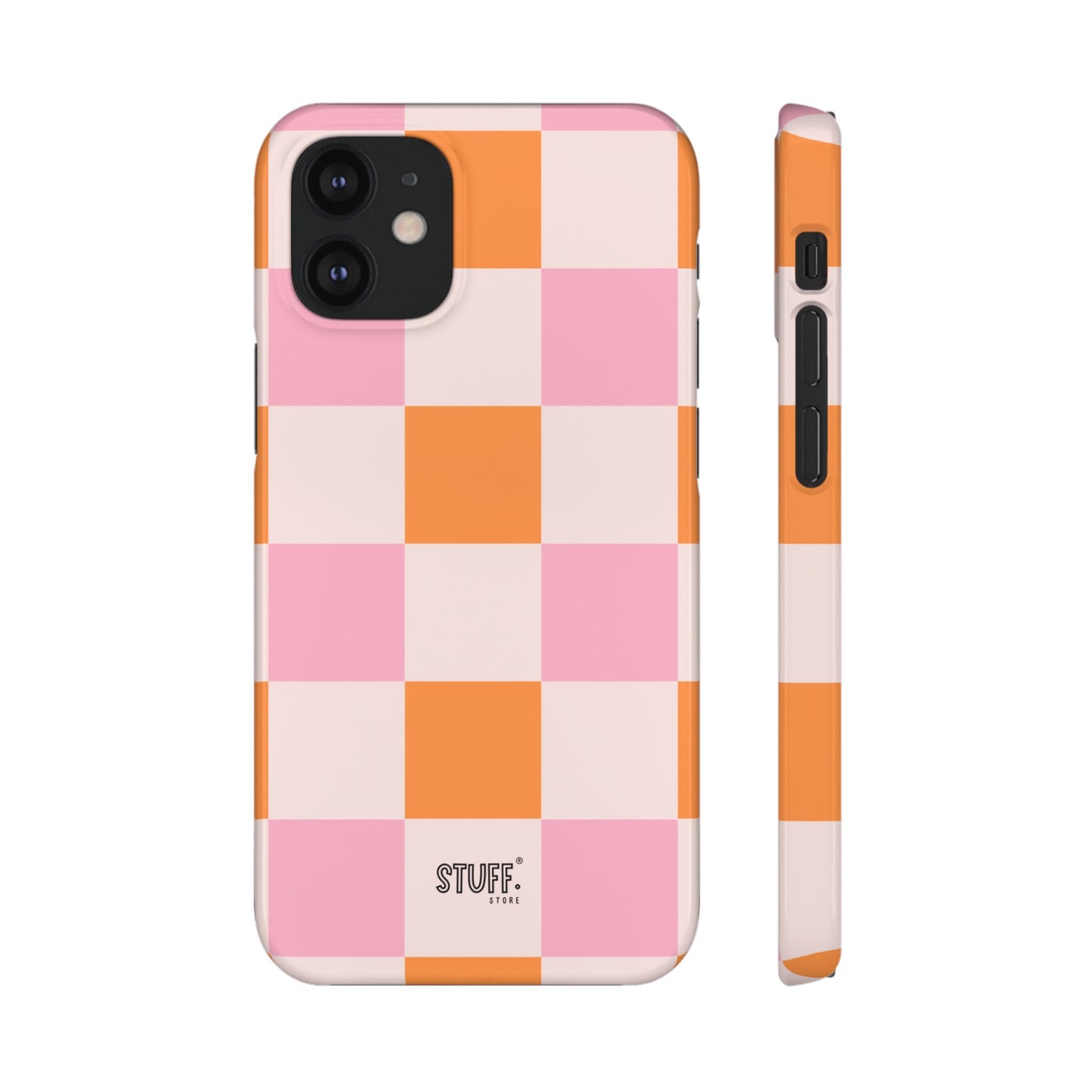 Peachy Case | Coque snap légère et résistante avec Design en Damier - Orange & Rose