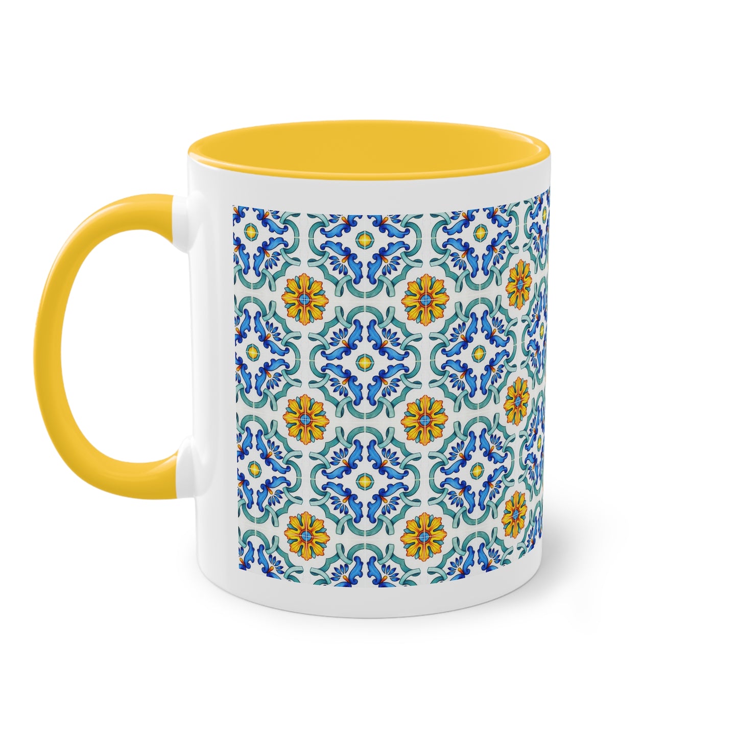 Azulejos Cup | Mug bicolore en céramique avec motif mosaïque méditerranéen – 330ml