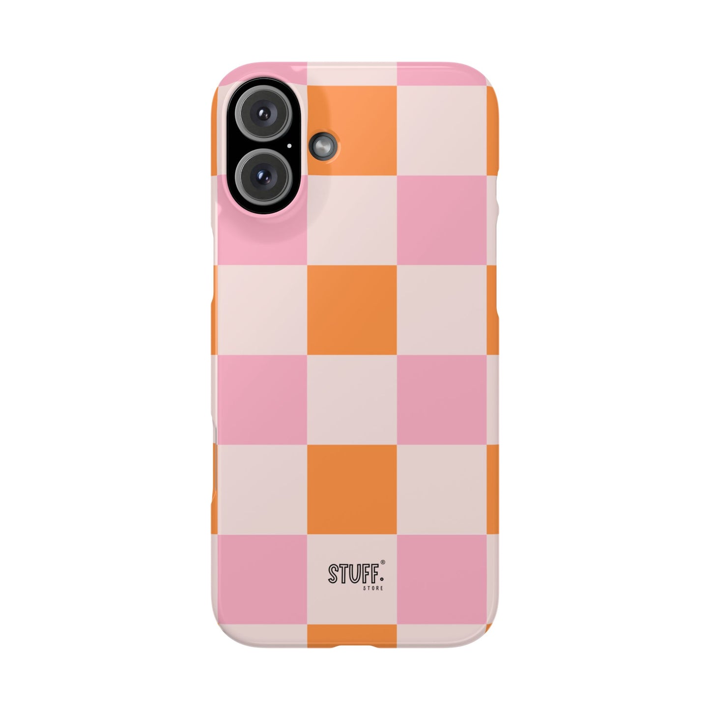 Peachy Case | Coque snap légère et résistante avec Design en Damier - Orange & Rose
