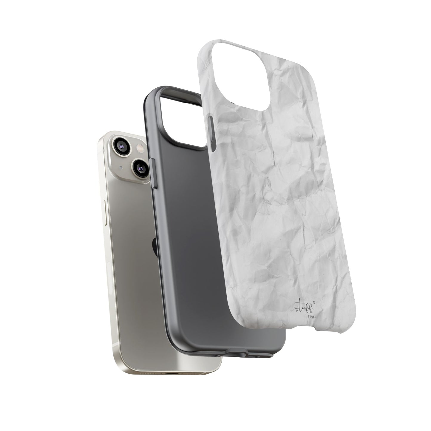 Crinkled Case | Coque résistante double protection anti-choc Effet Papier Froissé Mat