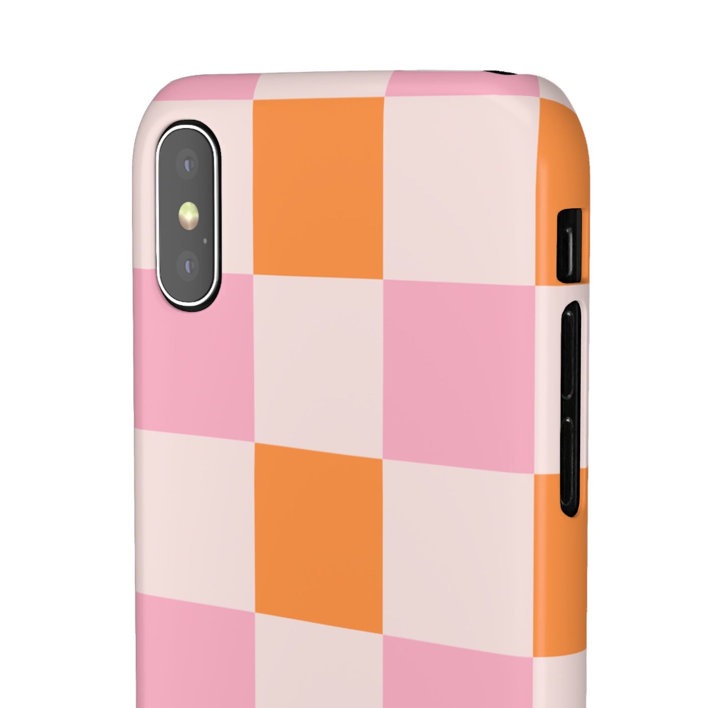 Peachy Case | Coque snap légère et résistante avec Design en Damier - Orange & Rose