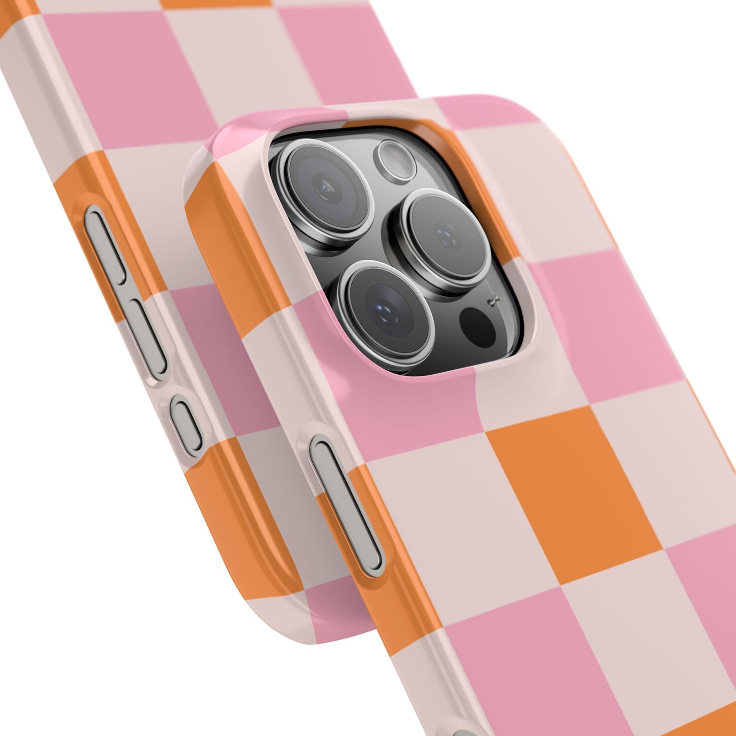 Peachy Case | Coque snap légère et résistante avec Design en Damier - Orange & Rose