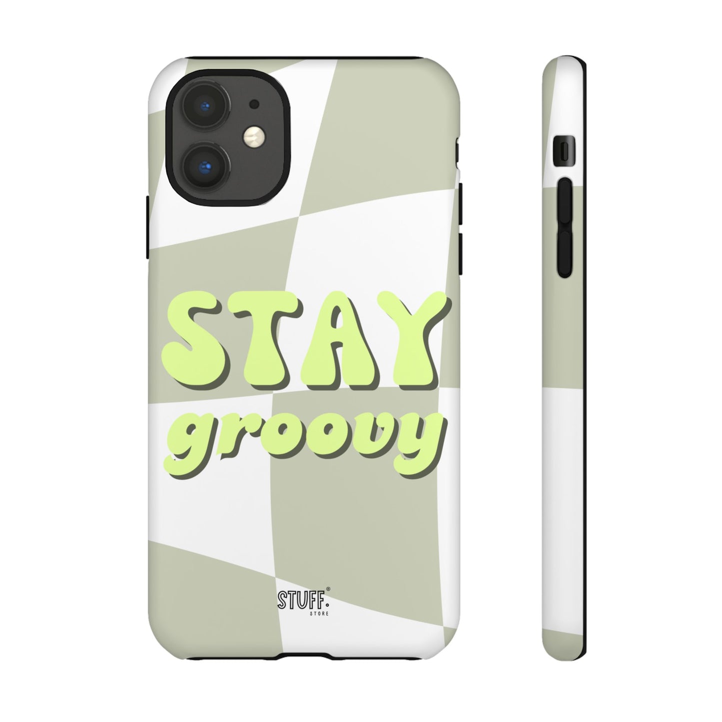 Groovy Case | Coque résistante double protection avec Design Rétro en Damier - Vert
