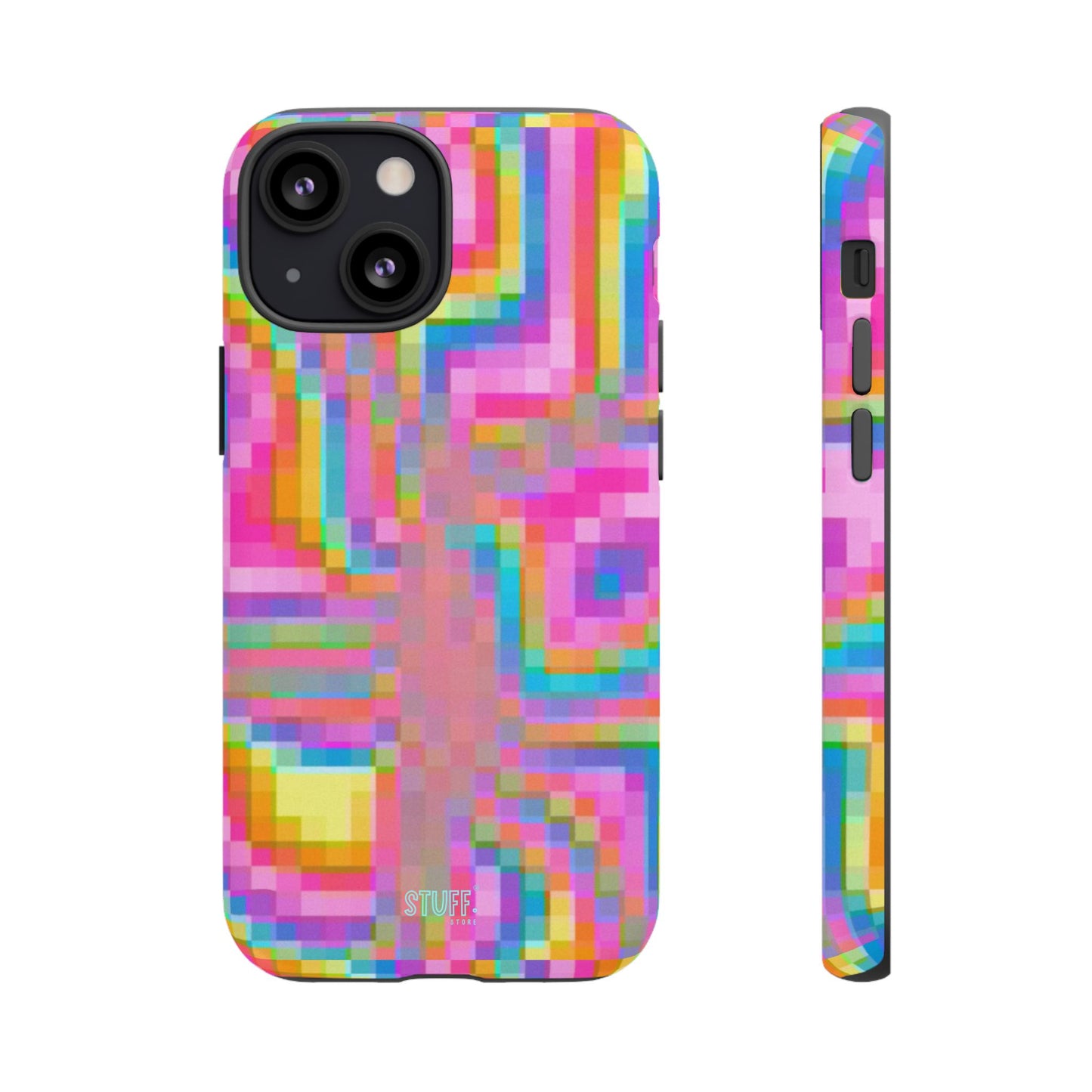 Pixel Case | Coque résistante double protection anti-choc - Motif pixels colorés