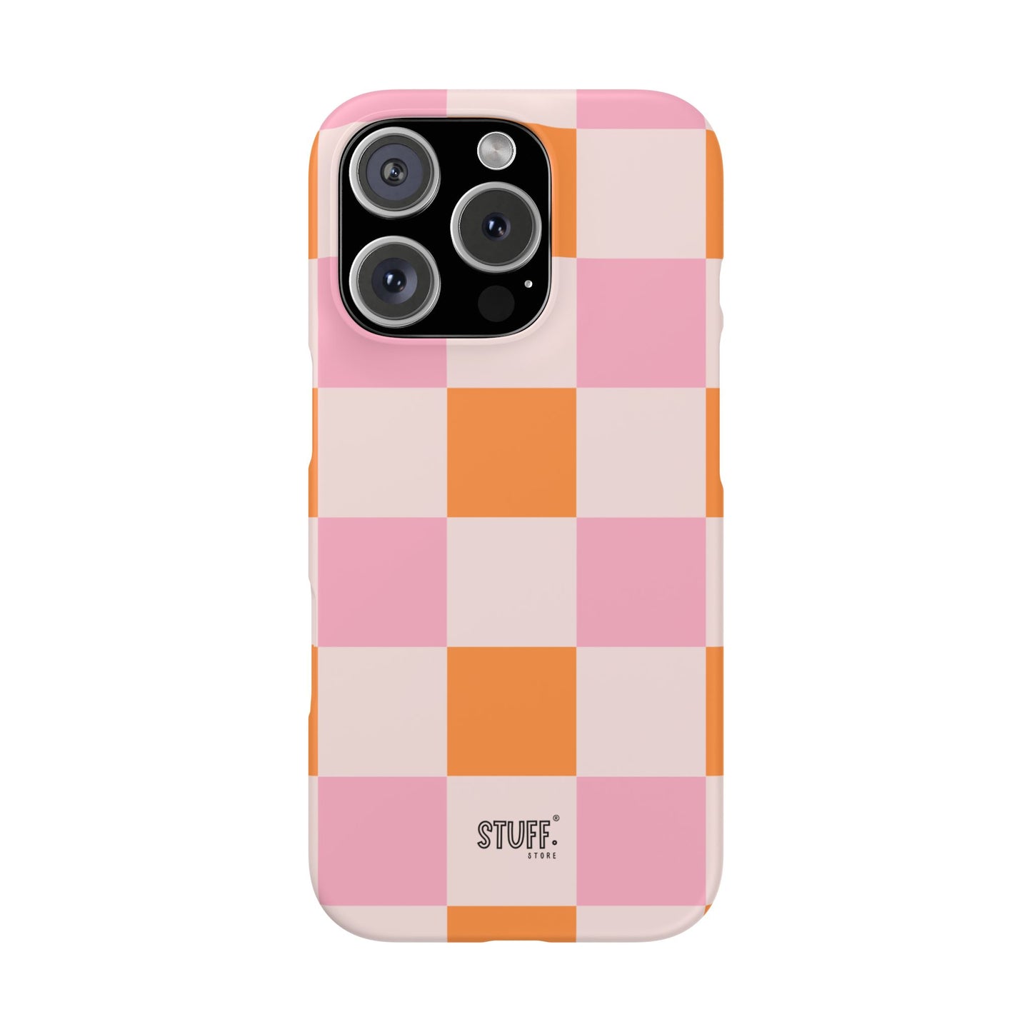 Peachy Case | Coque snap légère et résistante avec Design en Damier - Orange & Rose