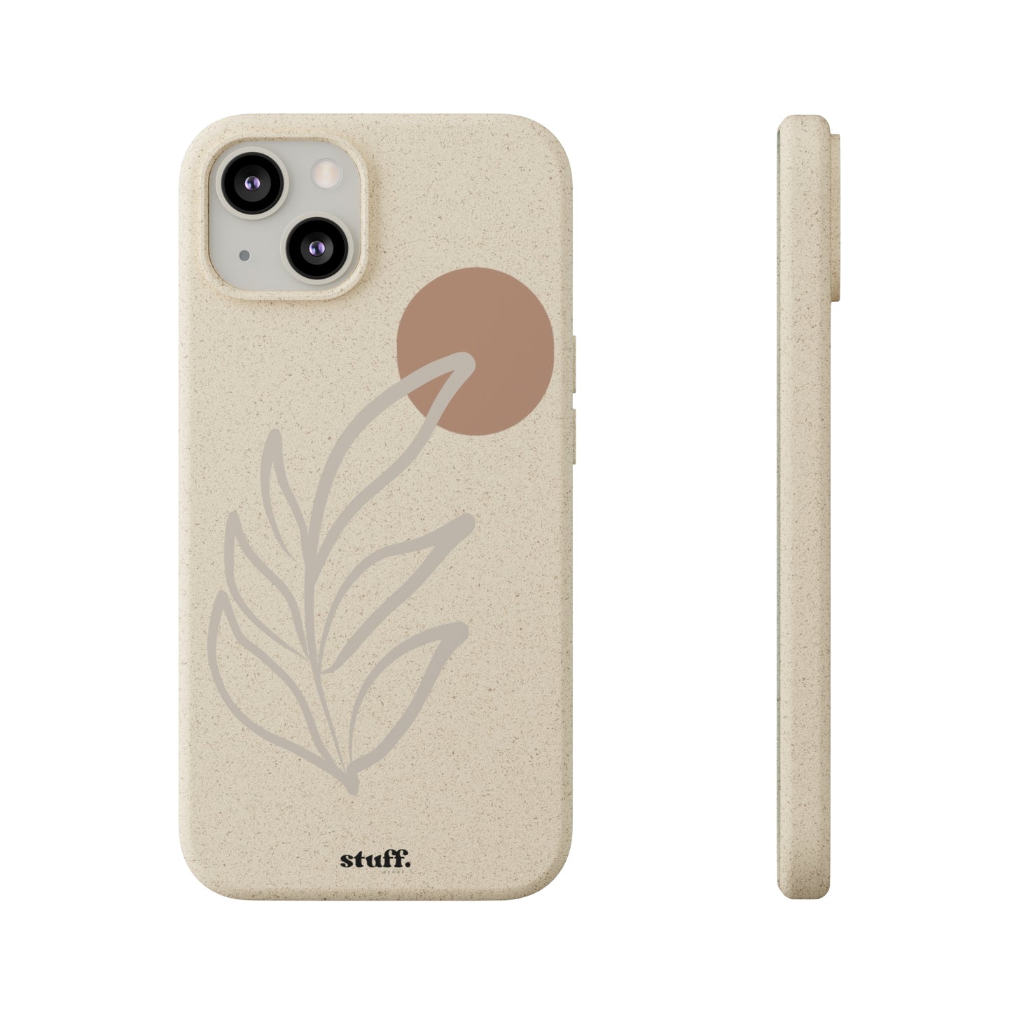 funda de teléfono biodegradable con rama boho