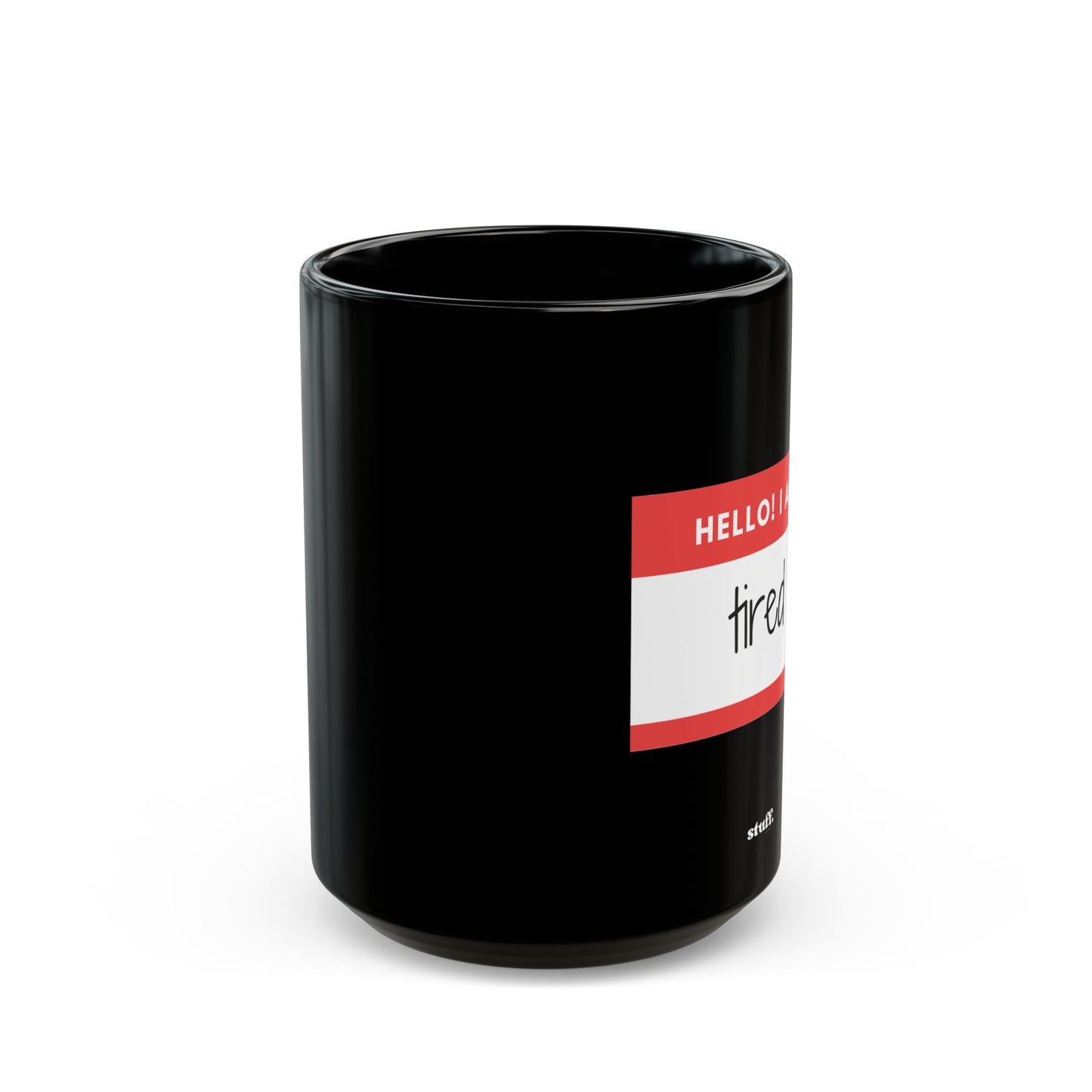 Bonjour, je suis fatigué, tasse noire