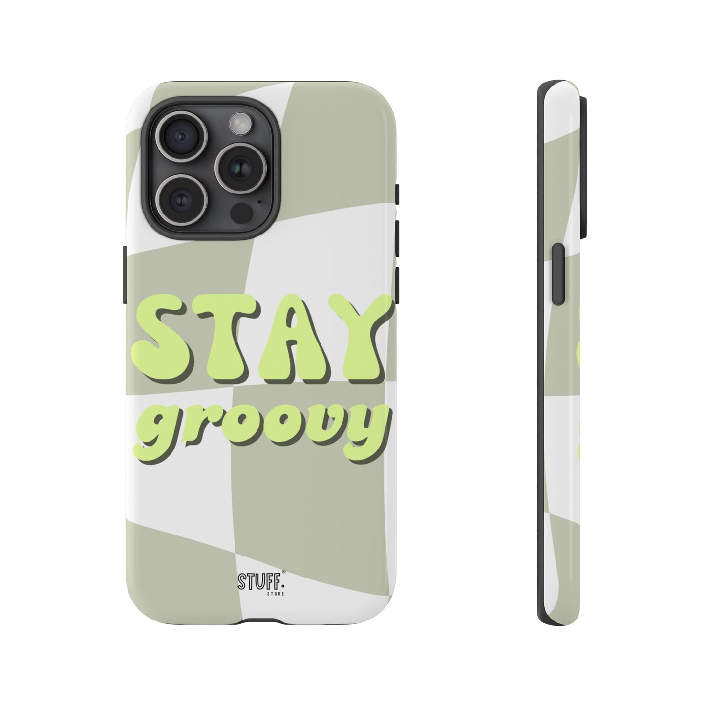 Groovy Case | Coque résistante double protection avec Design Rétro en Damier - Vert