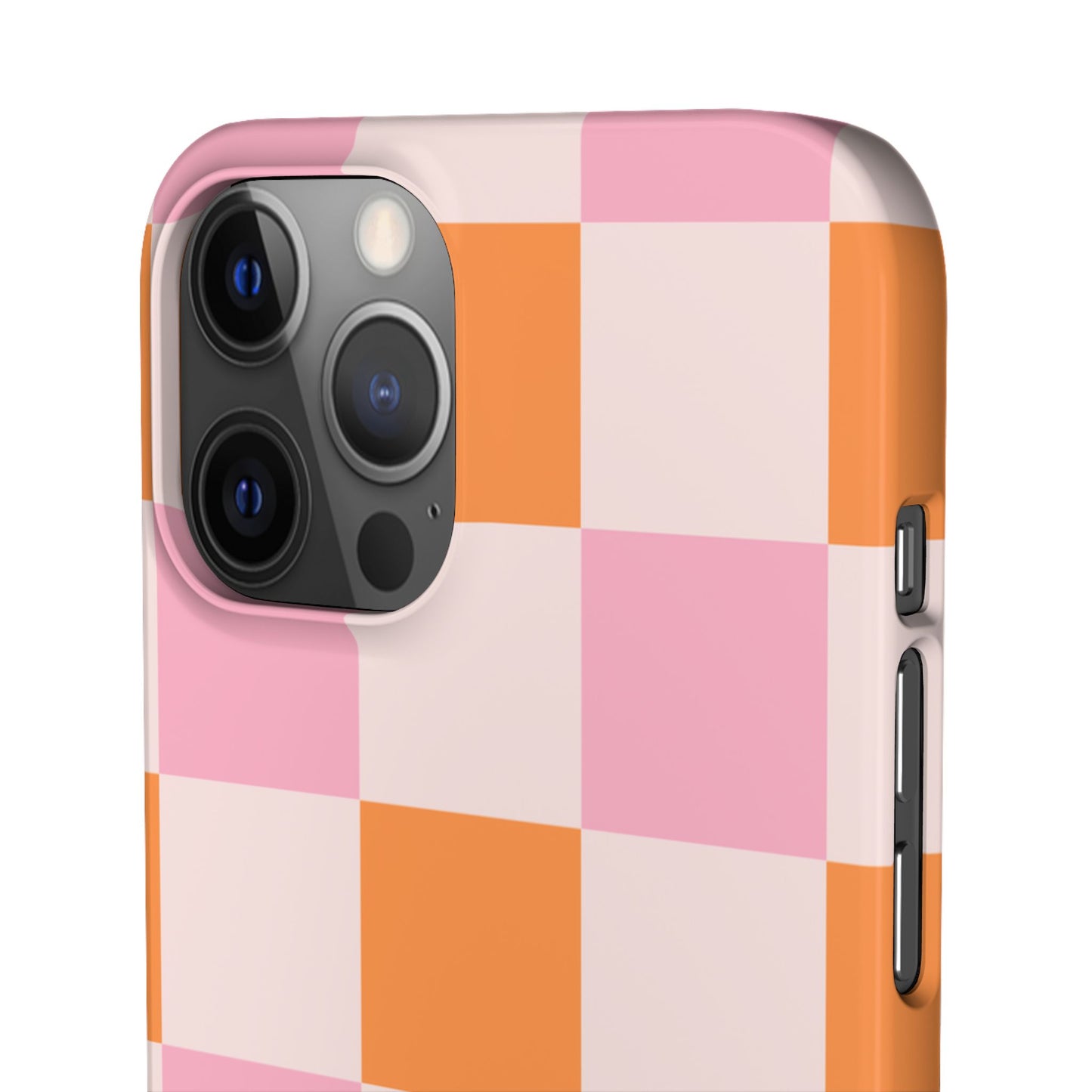 Peachy Case | Coque snap légère et résistante avec Design en Damier - Orange & Rose
