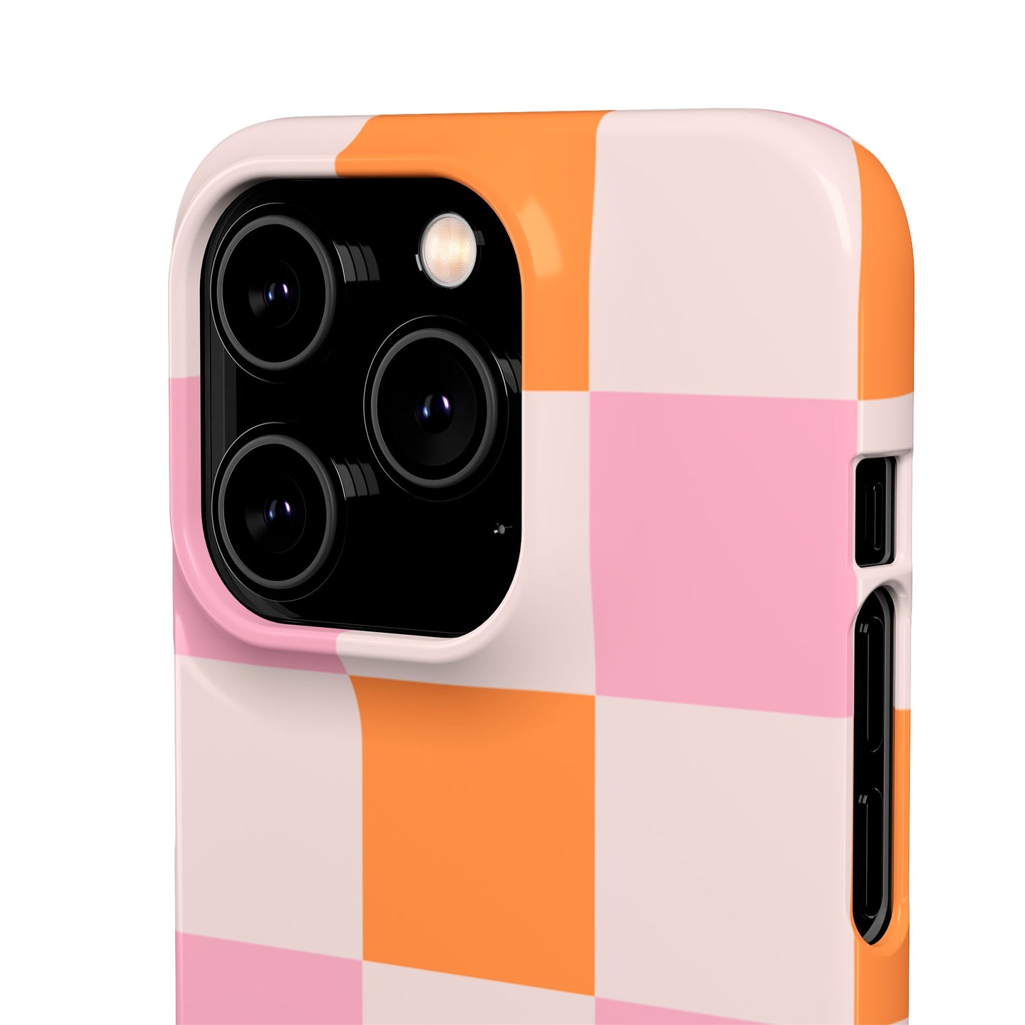 Peachy Case | Coque snap légère et résistante avec Design en Damier - Orange & Rose