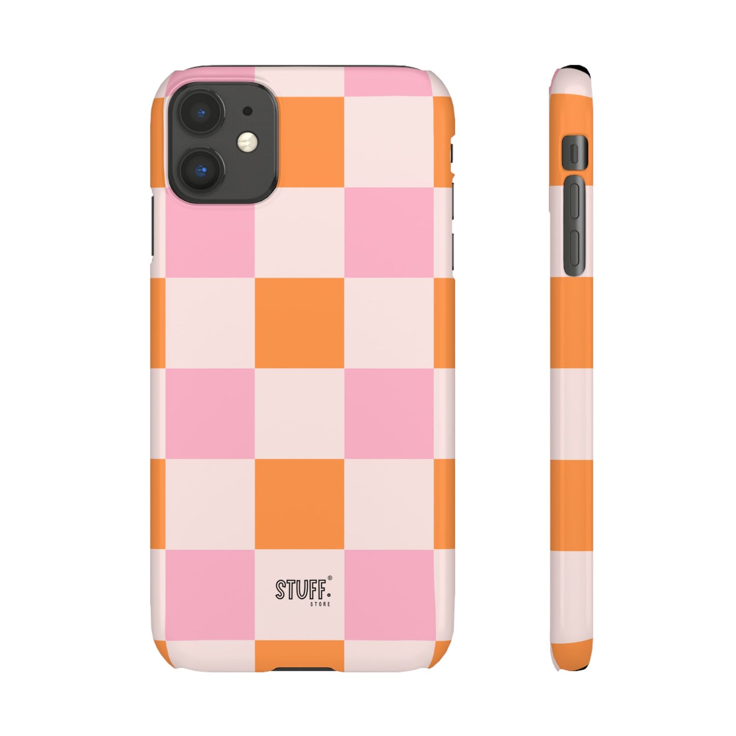 Peachy Case | Coque snap légère et résistante avec Design en Damier - Orange & Rose