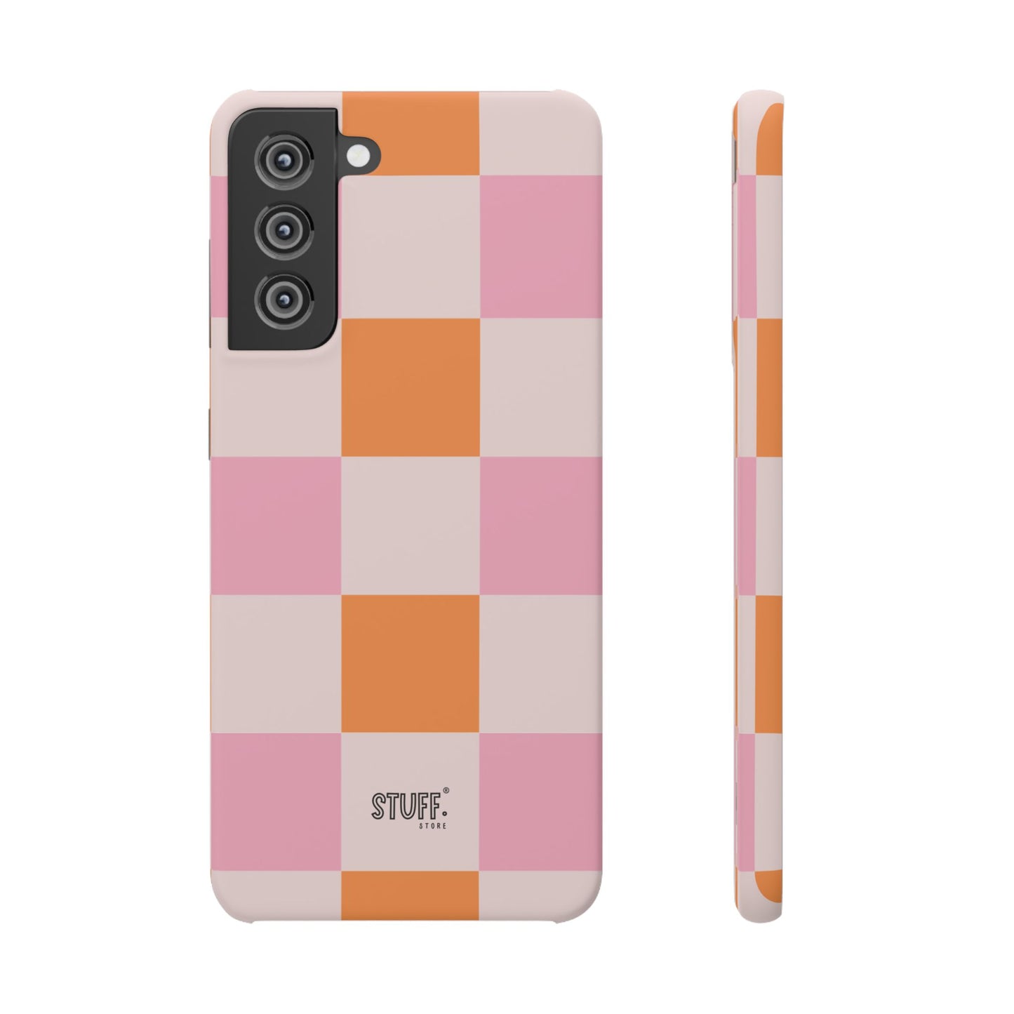 Peachy Case | Coque snap légère et résistante avec Design en Damier - Orange & Rose