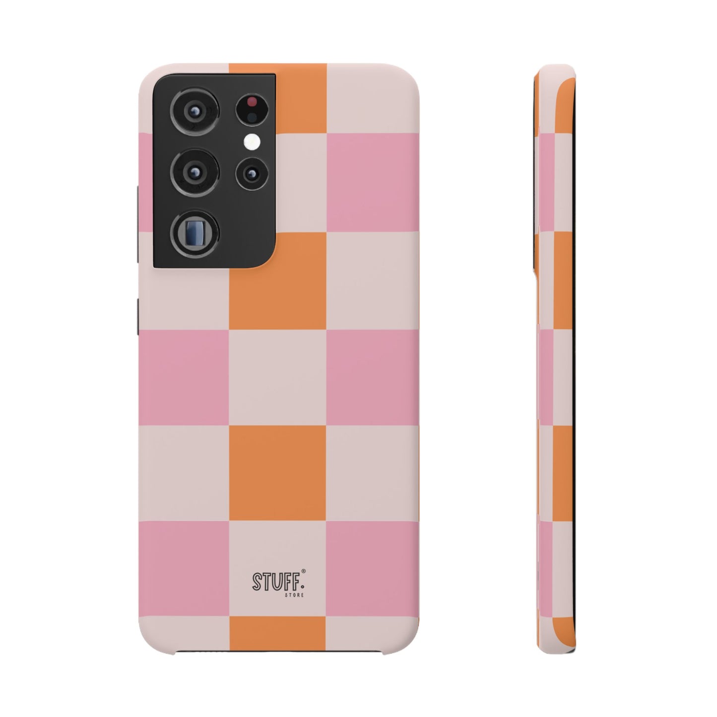 Peachy Case | Coque snap légère et résistante avec Design en Damier - Orange & Rose