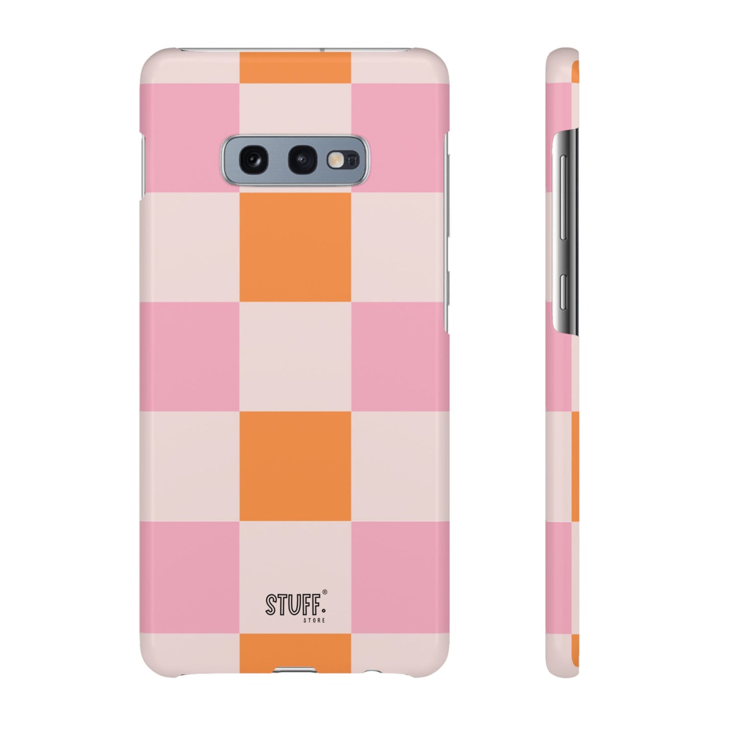 Peachy Case | Coque snap légère et résistante avec Design en Damier - Orange & Rose