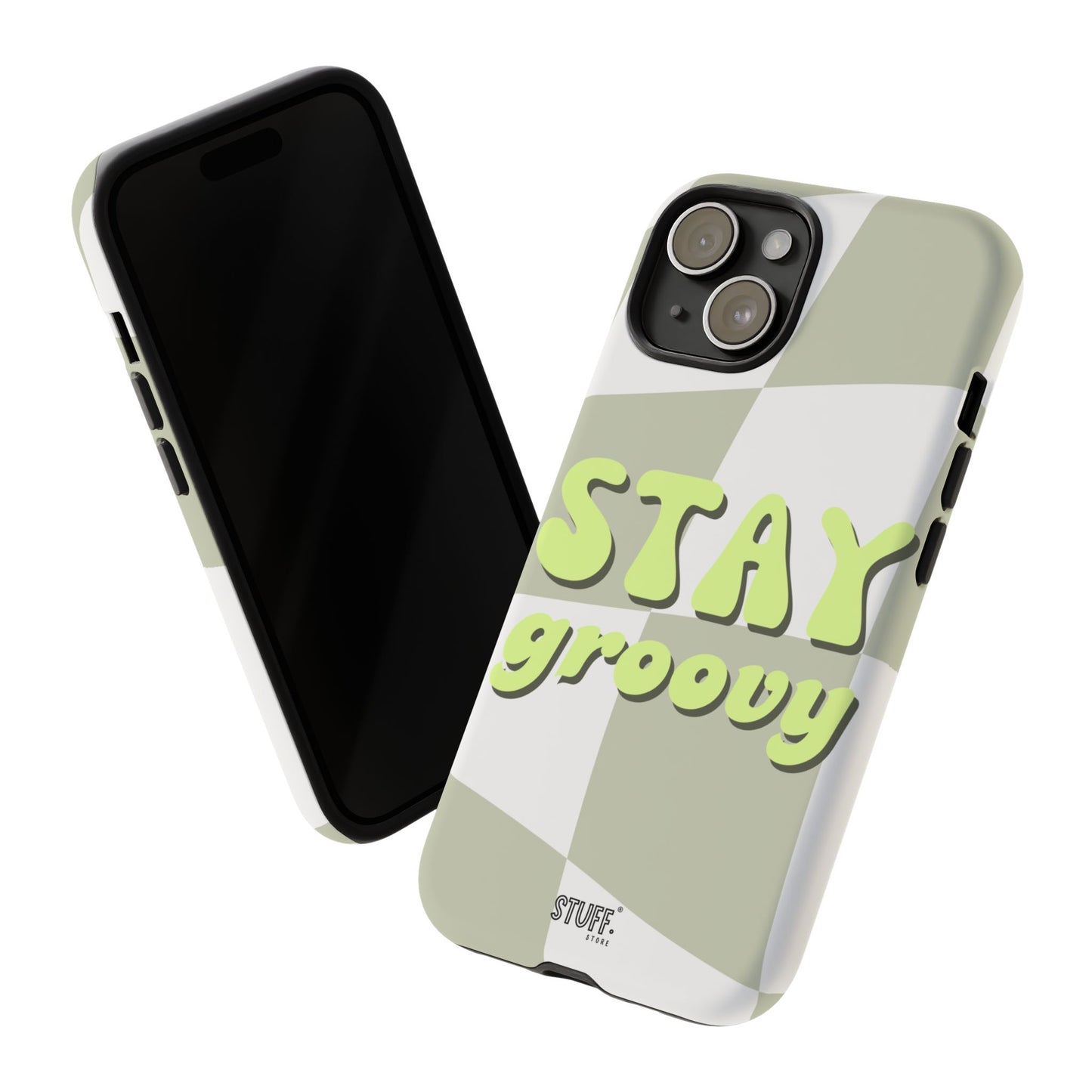 Groovy Case | Coque résistante double protection avec Design Rétro en Damier - Vert